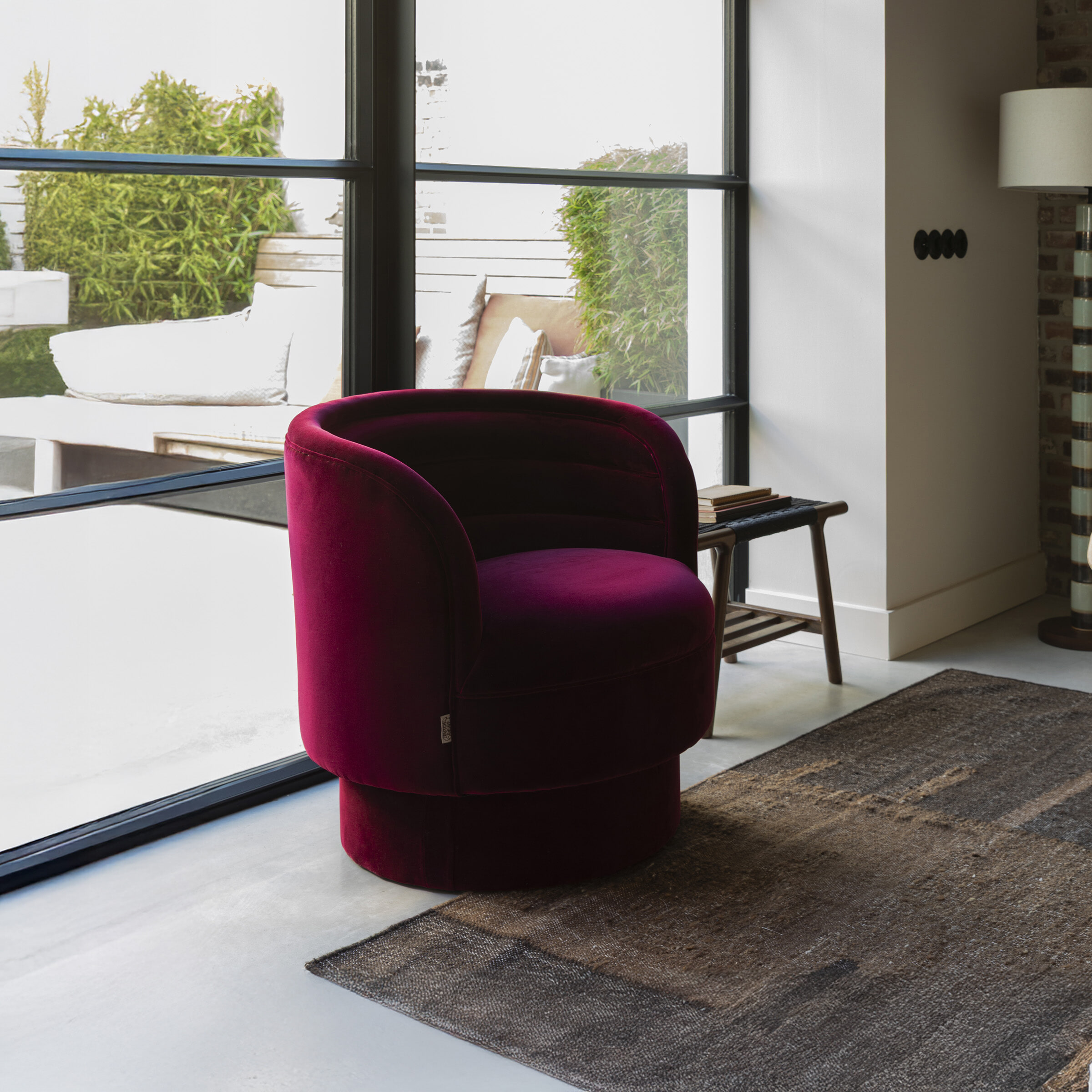 Dutchbone Fauteuil Dorothy Velvet - Rood