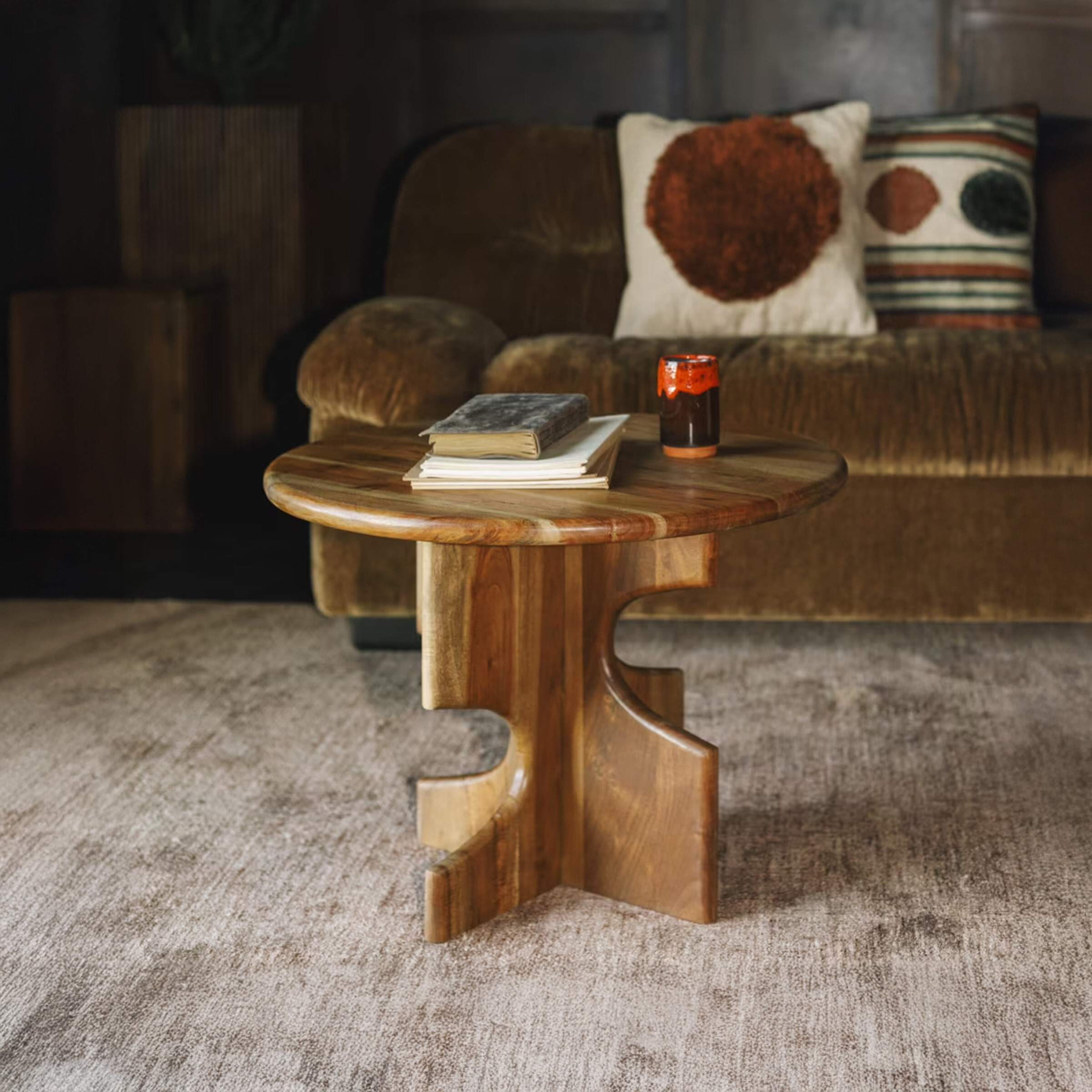 Dutchbone Ronde Bijzettafel Morgan Acaciahout, 60cm - Bruin