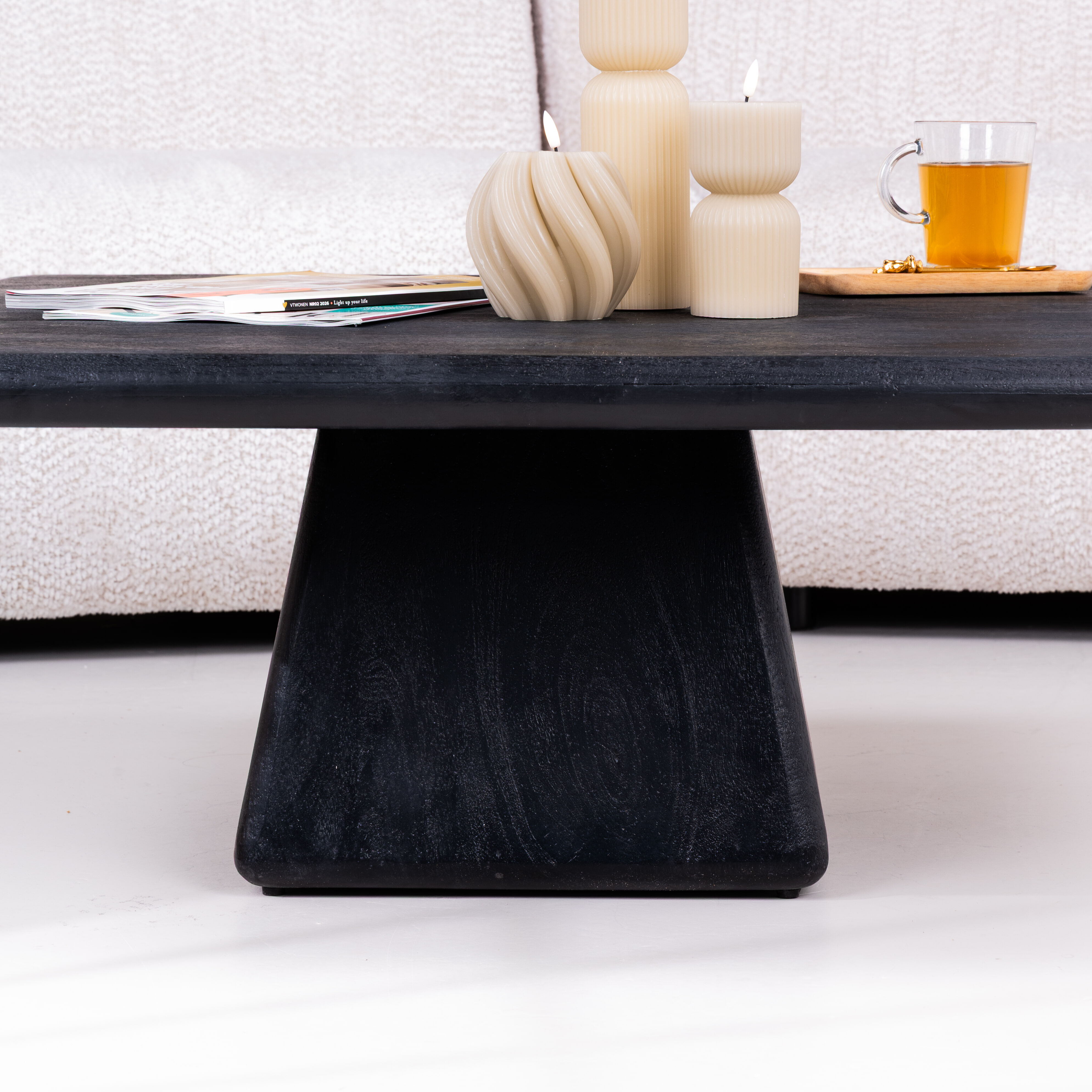 Tower Living Vierkante Salontafel 'Asti' Mangohout, 90 x 90cm, kleur Zwart