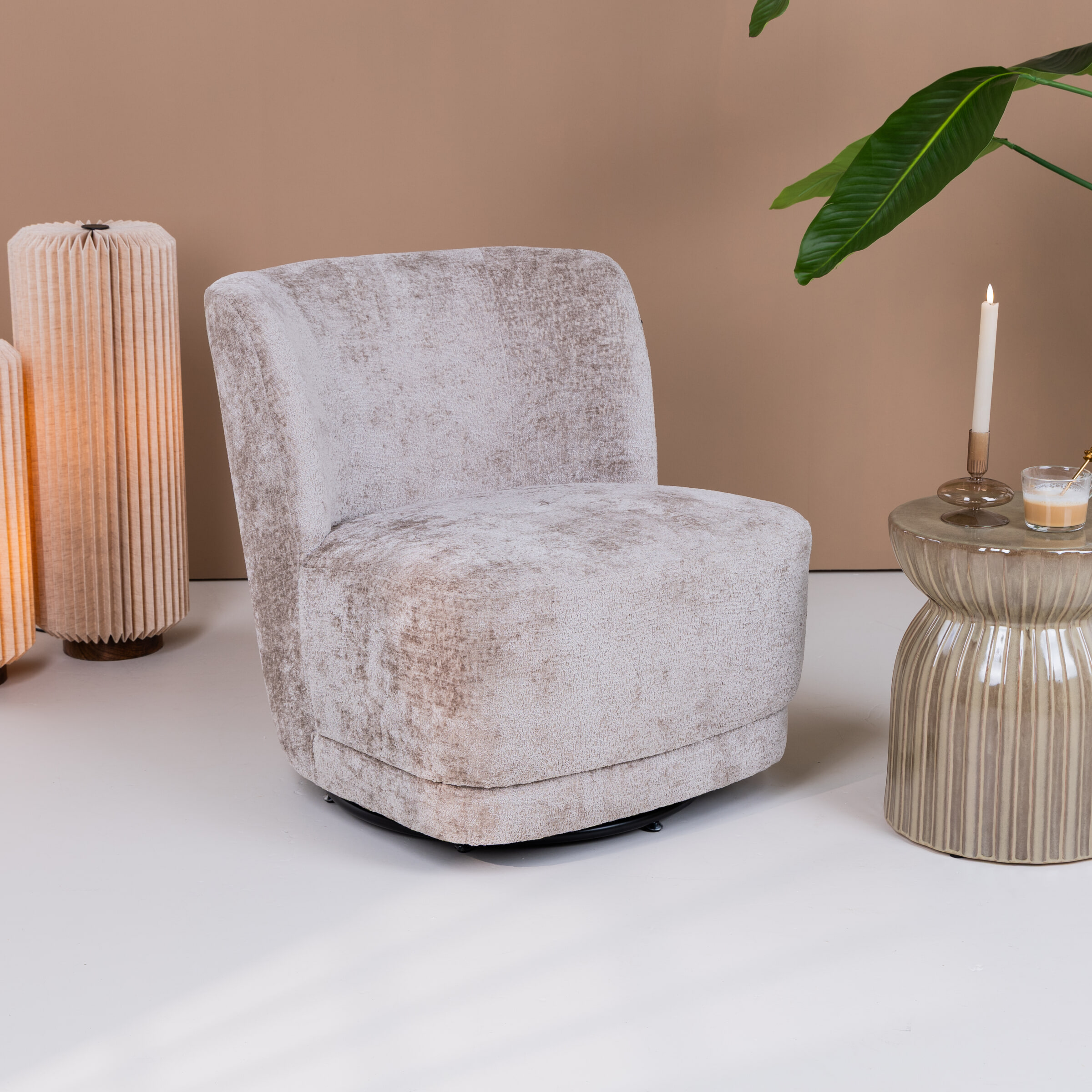 WOOOD Draaifauteuil 'Atty' Structure Velvet