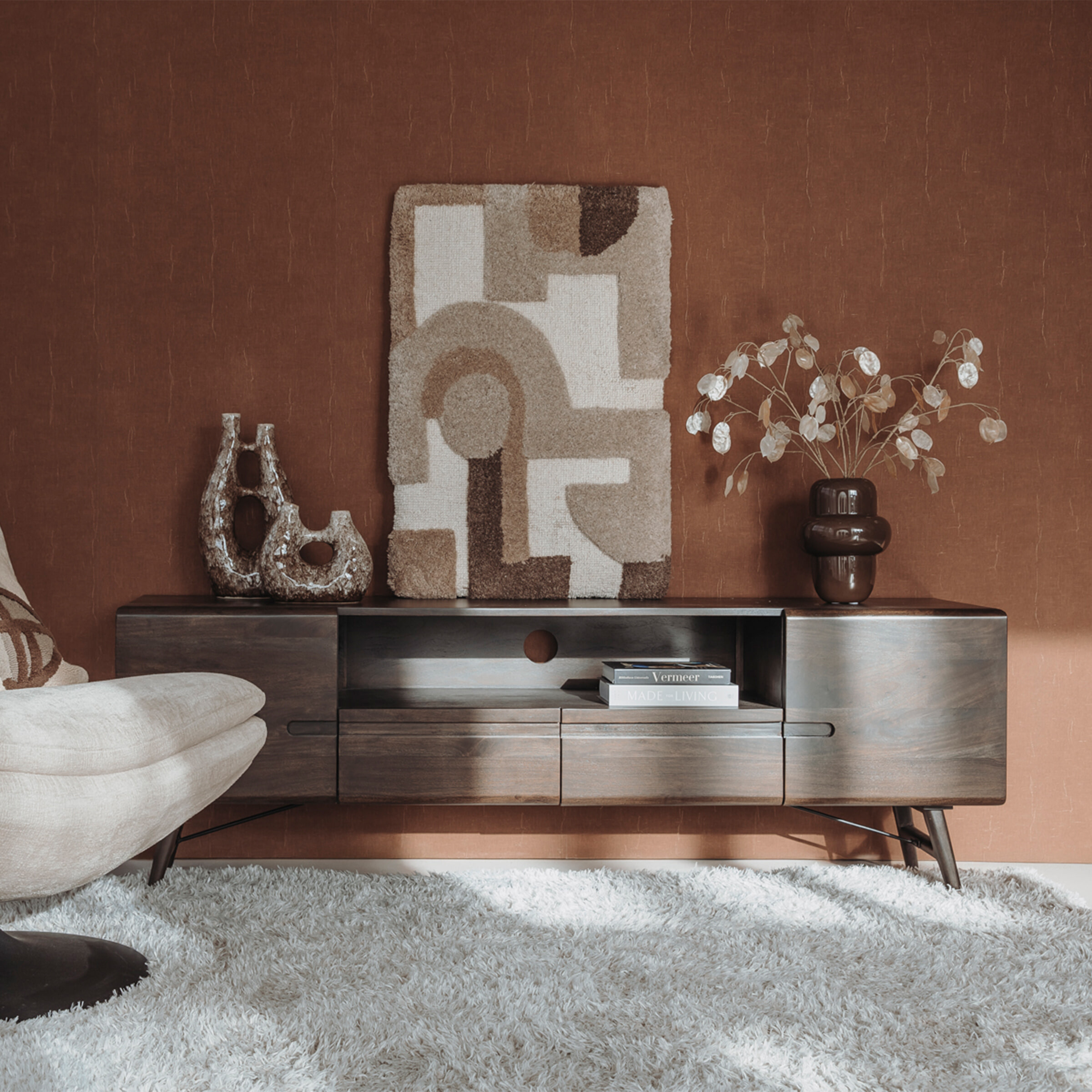 Tower Living TV-meubel 'Aura' Acaciahout, 180cm, kleur Espresso