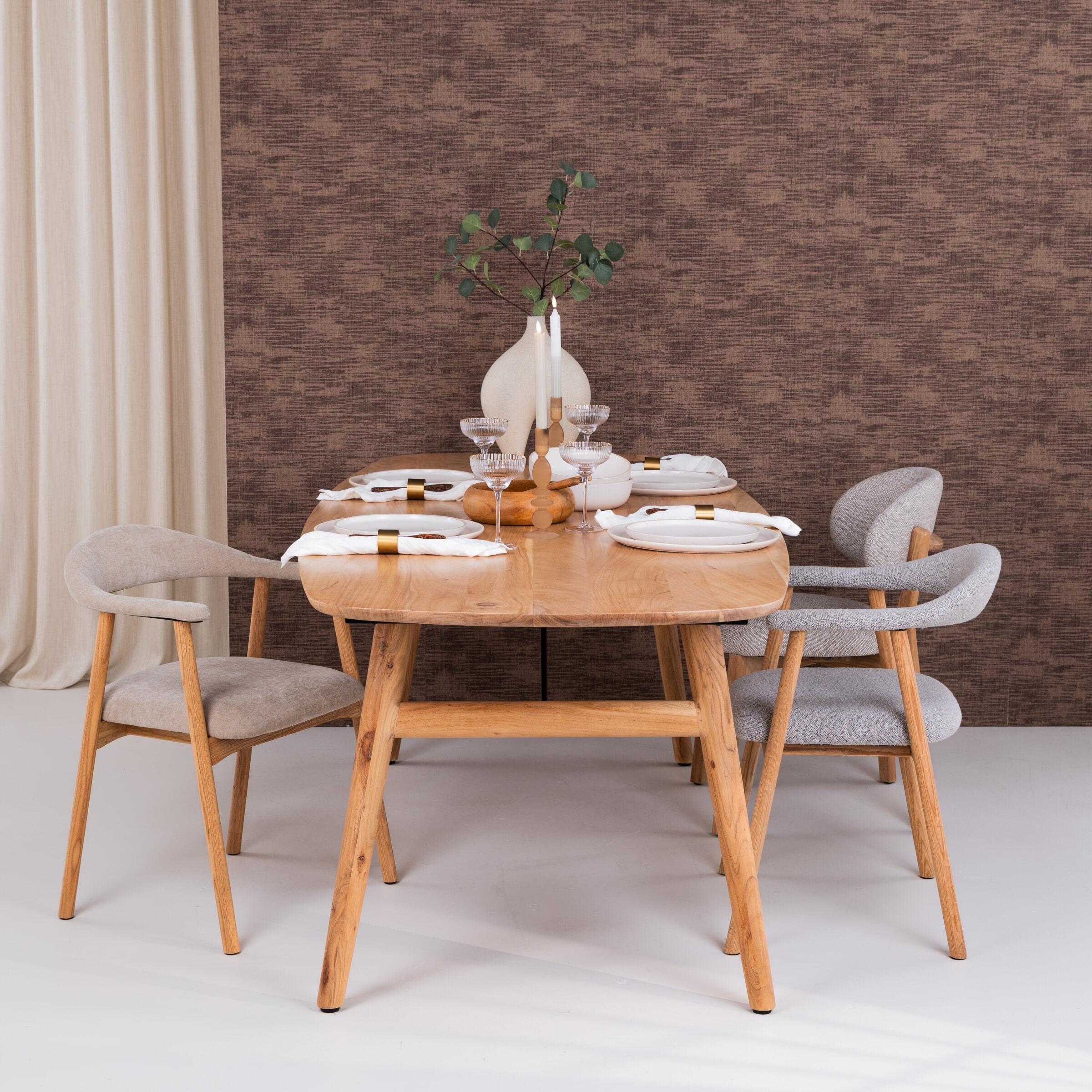 Tower Living Deens Ovale Eettafel 'Aura' Acaciahout, kleur Naturel