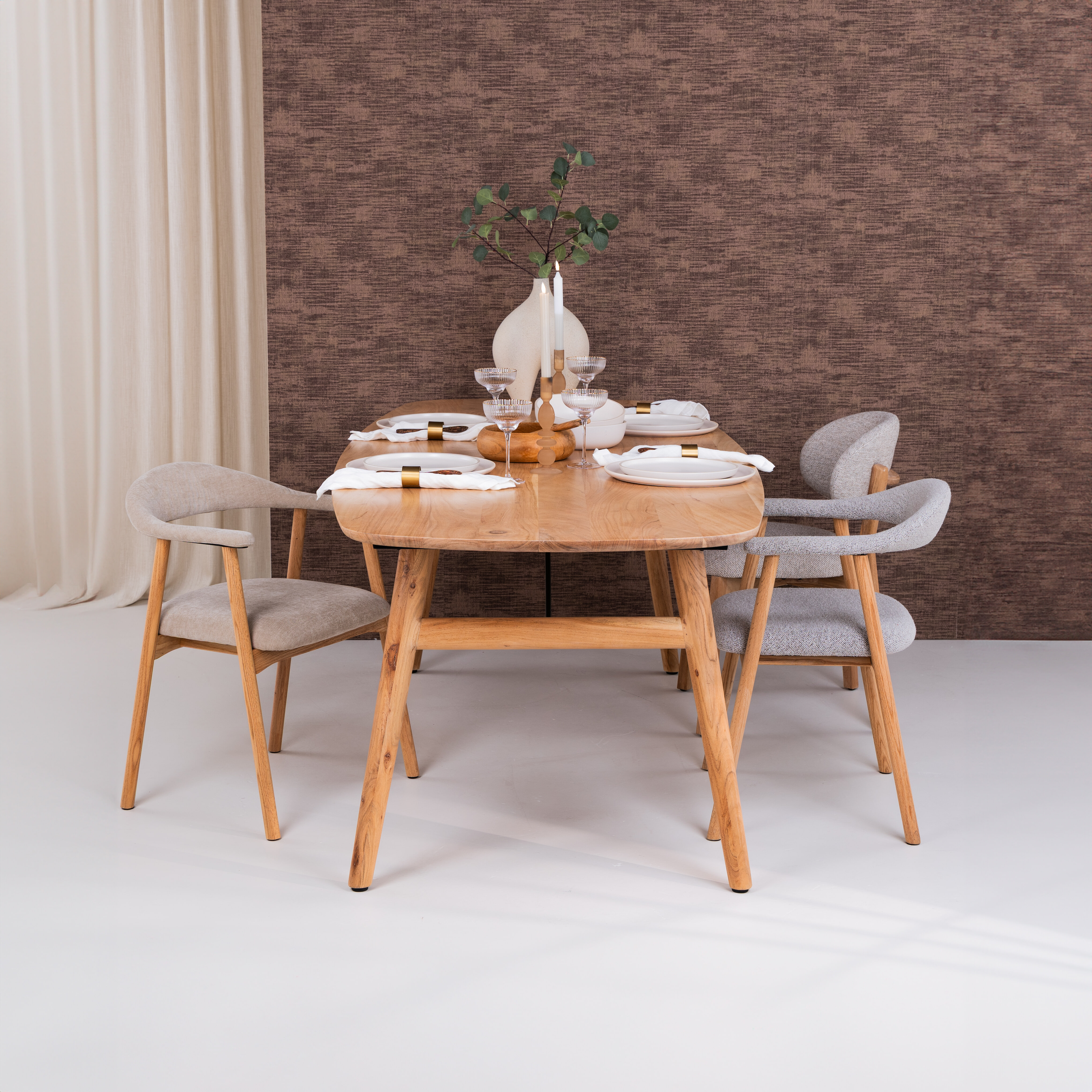 Tower Living Deens Ovale Eettafel 'Aura' Acaciahout, 200 x 100cm, kleur Naturel