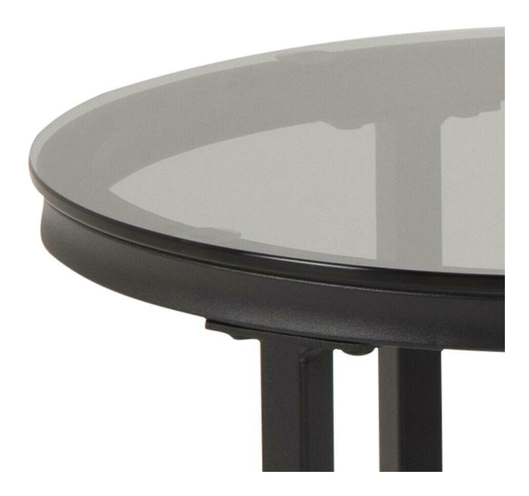 Bendt Salontafel 'Flemming' Set van 2 stuks, Marmerlook en glas, kleur zwart