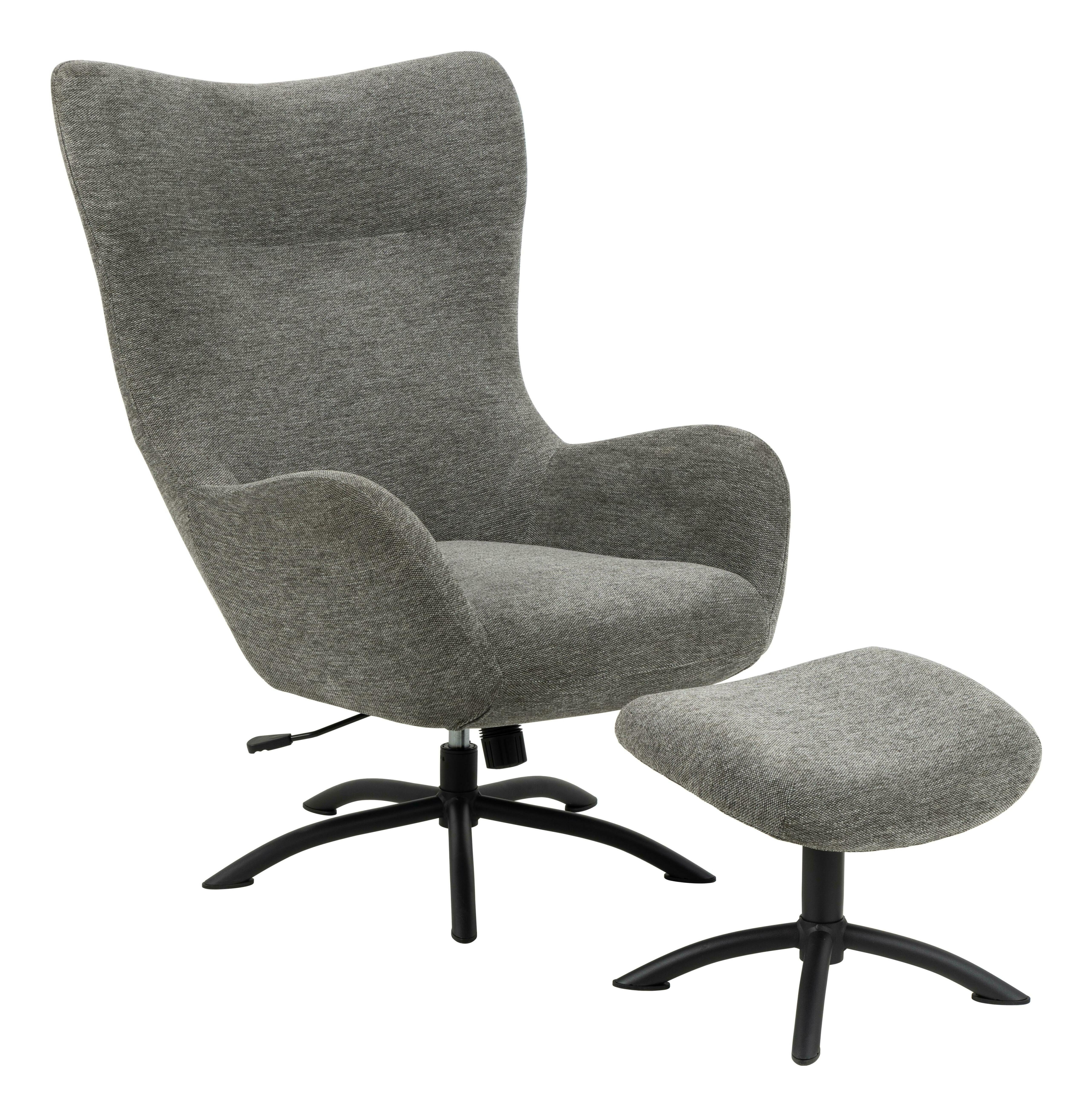 Bendt Draaifauteuil 'Keaton' met voetenbankje, kleur Donkergrijs