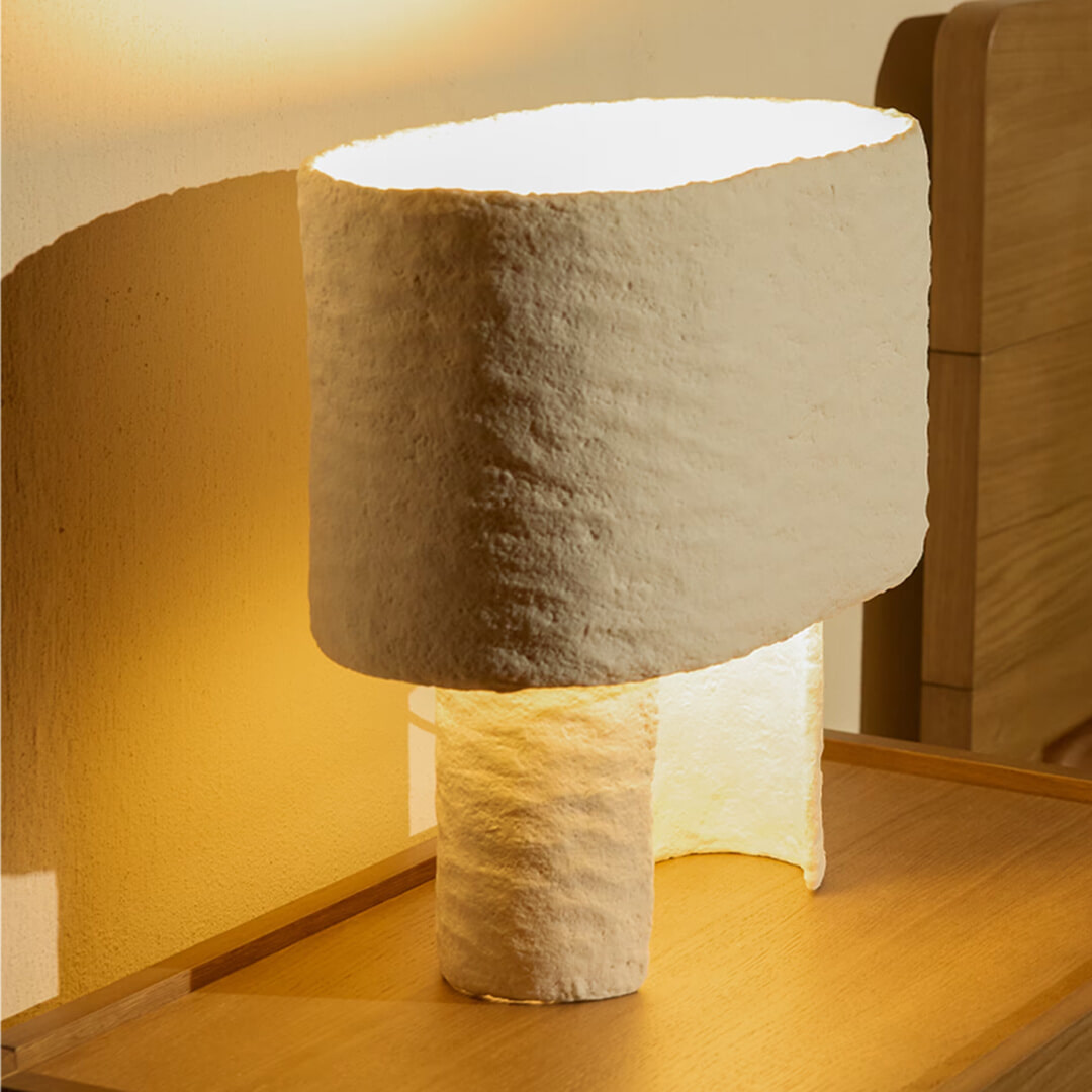 Kave Home Tafellamp Bedala Papier-maché, 38cm - Wit