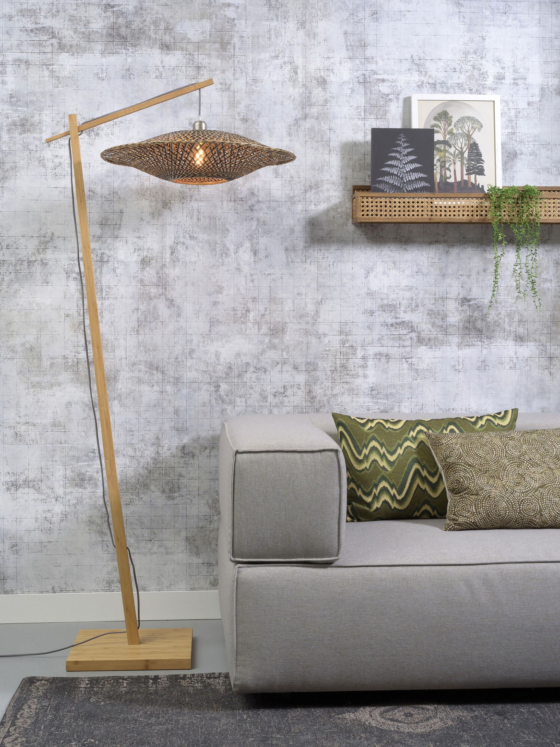 GOOD&MOJO Vloerlamp 'Bali' Medium, Bamboe, kleur Naturel/Zwart
