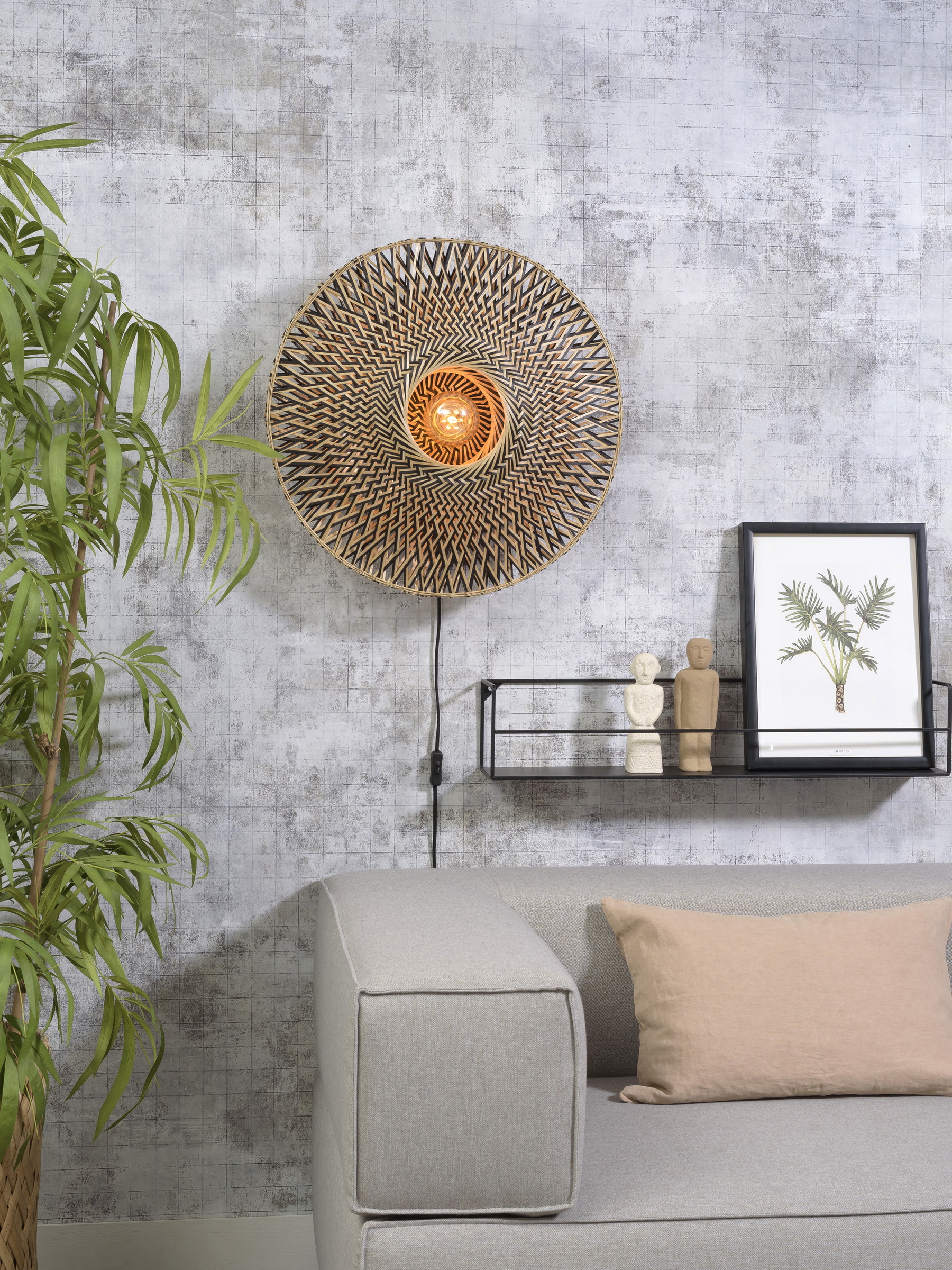 GOOD&MOJO Wandlamp 'Bali' Medium, Bamboe, kleur Naturel
