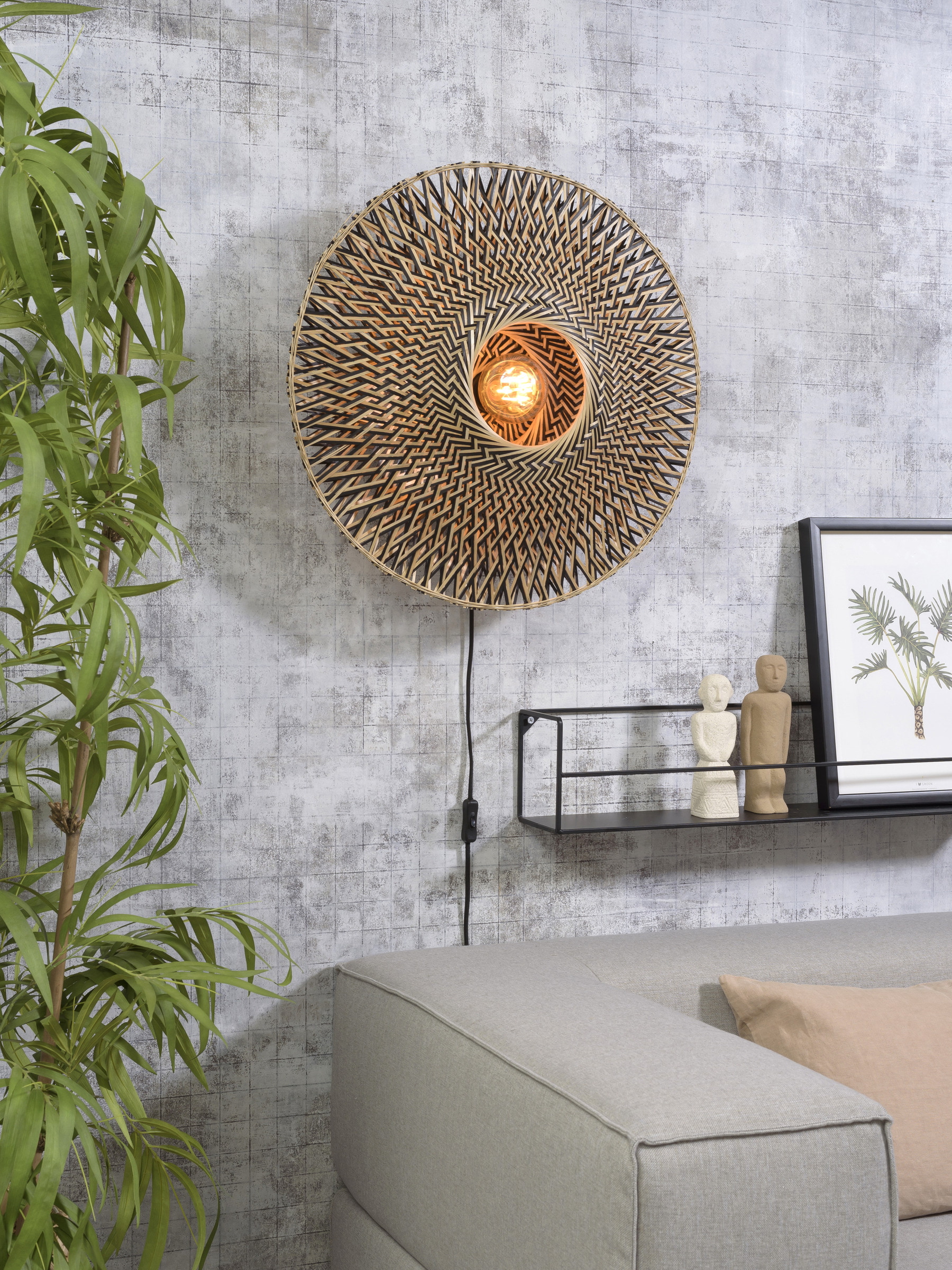 GOOD&MOJO Wandlamp 'Bali' Medium, Bamboe, kleur Naturel
