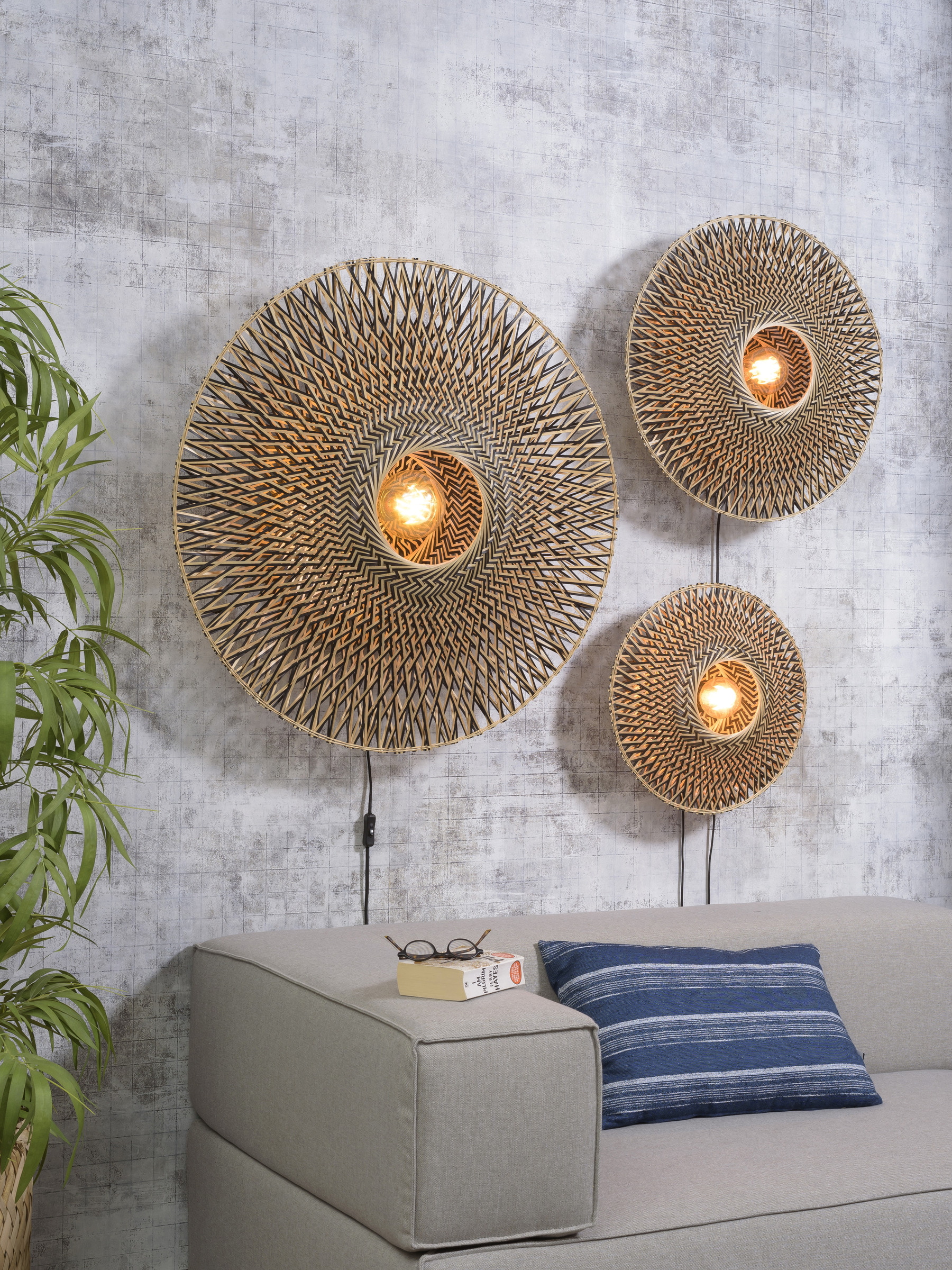 GOOD&MOJO Wandlamp 'Bali' Medium, Bamboe, kleur Naturel