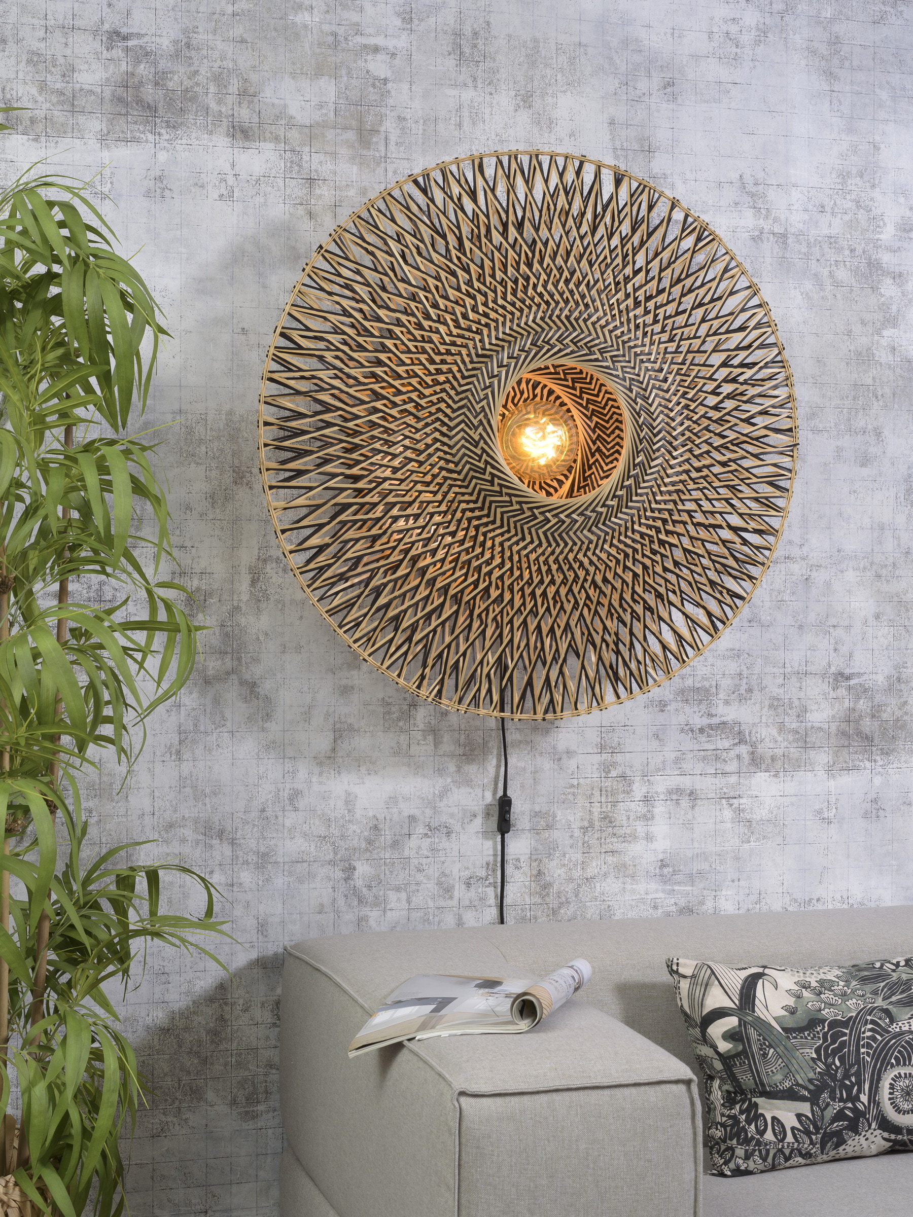 GOOD&MOJO Wandlamp 'Bali' Large, Bamboe, kleur Naturel