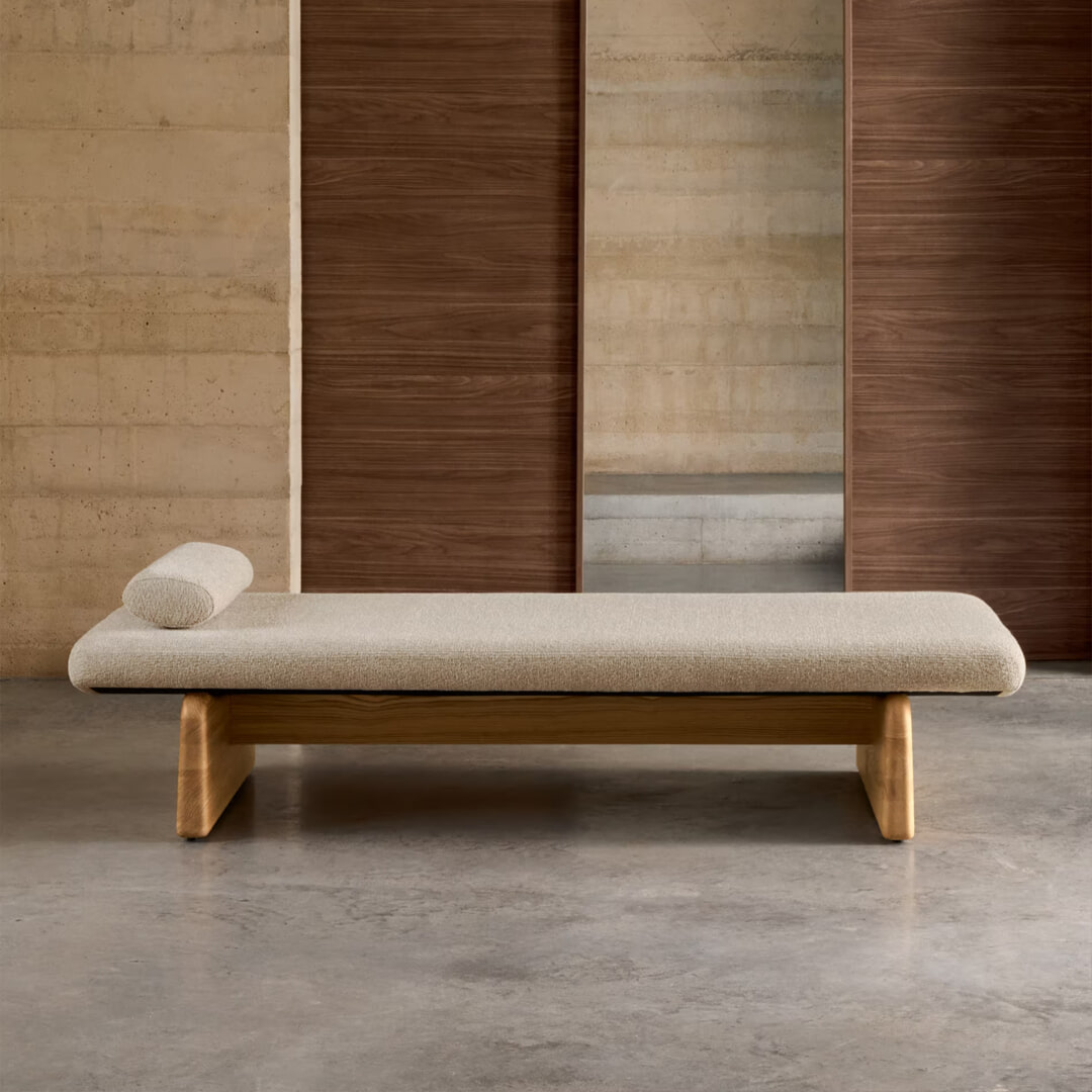 Kave Home Bank 'Topaz' Chenille en essenhout, 200cm