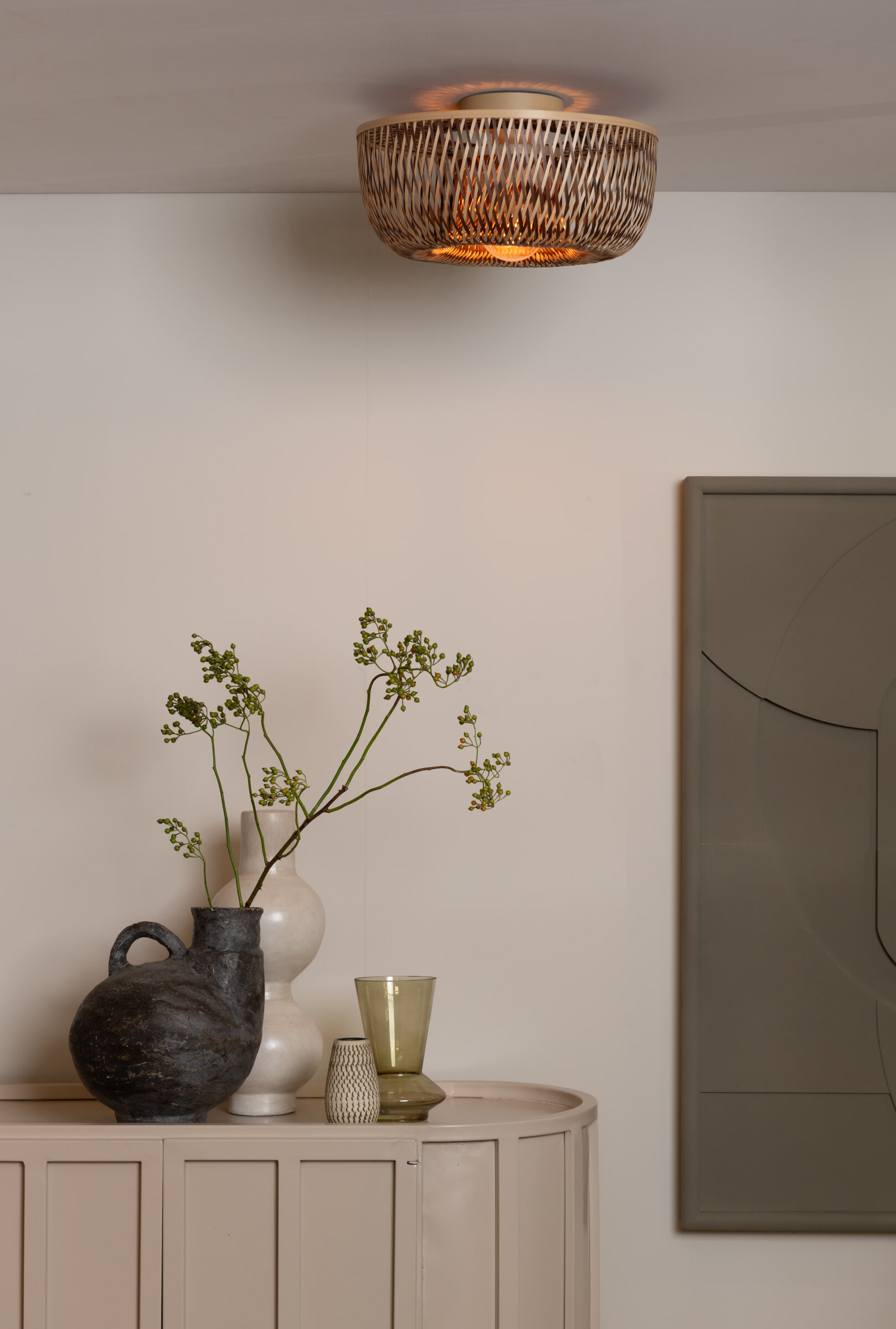 GOOD&MOJO Plafondlamp 'Barbados' Bamboe, 35cm, kleur Naturel/Bruin