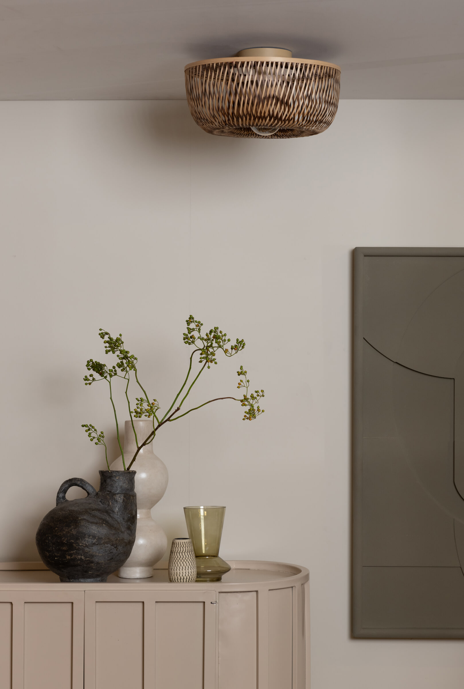 GOOD&MOJO Plafondlamp 'Barbados' Bamboe, 35cm, kleur Naturel/Bruin