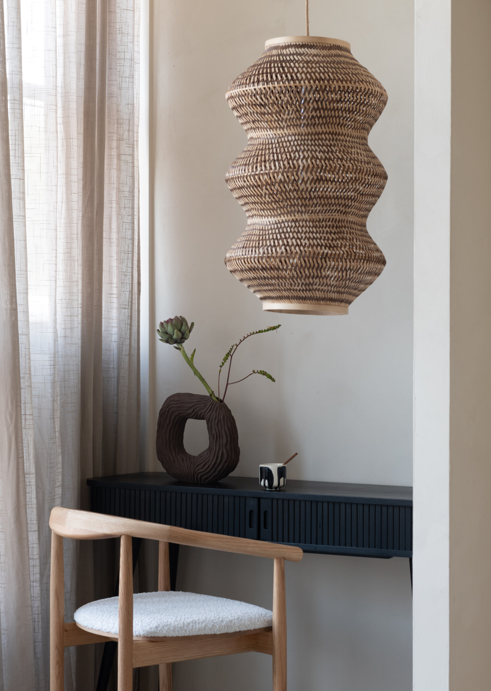 GOOD&MOJO Hanglamp 'Barbados' Bamboe, 3-lamps, kleur Naturel/Bruin