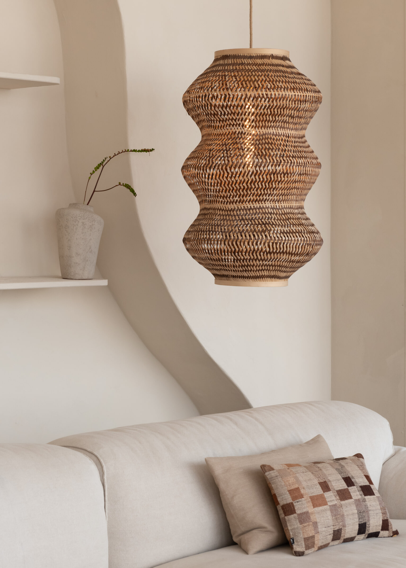 GOOD&MOJO Hanglamp 'Barbados' Bamboe, 3-lamps, kleur Naturel/Bruin