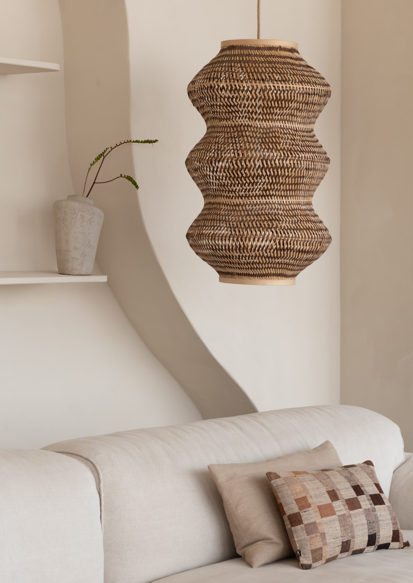 GOOD&MOJO Hanglamp 'Barbados' Bamboe, 3-lamps, kleur Naturel/Bruin