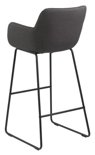 Barkruk 'Svend' met armleuning (zithoogte 76cm), kleur donkergrijs