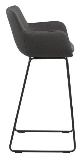 Barkruk 'Svend' met armleuning (zithoogte 76cm), kleur donkergrijs