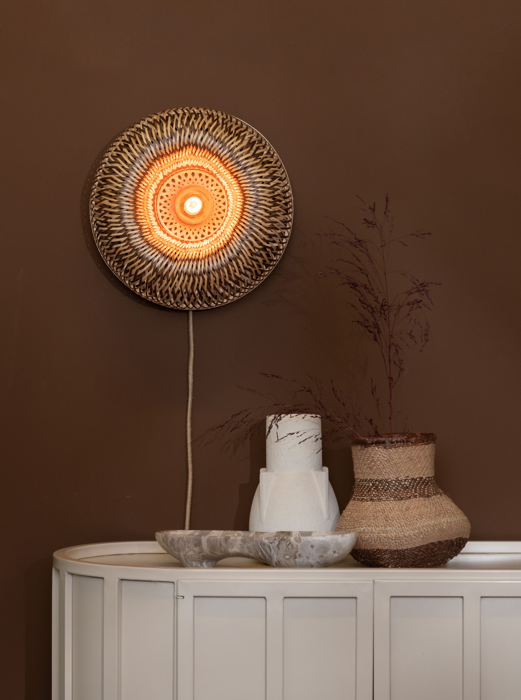 GOOD&MOJO Wandlamp 'Barbados' Bamboe, 35cm, kleur Naturel/Bruin