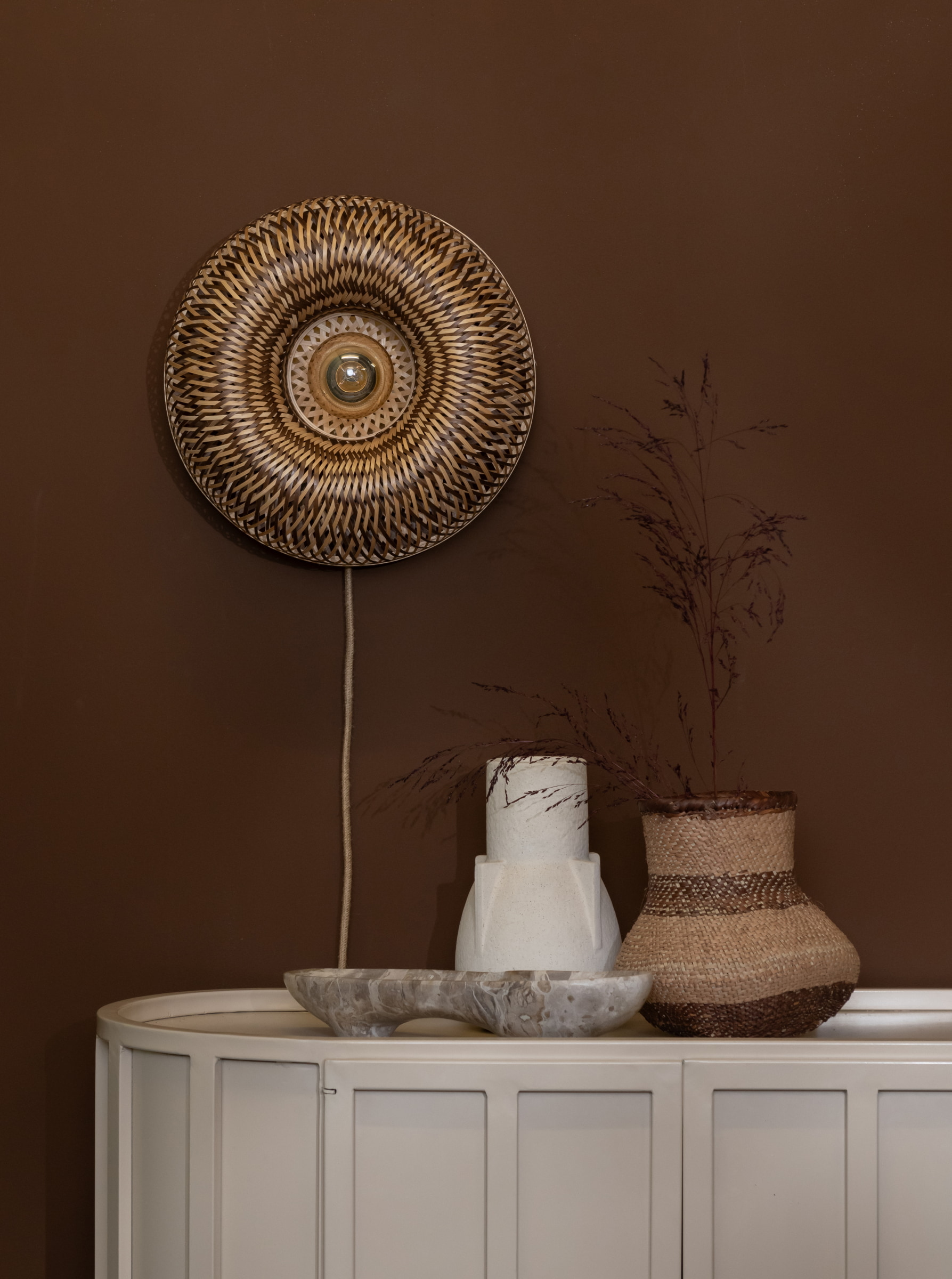 GOOD&MOJO Wandlamp 'Barbados' Bamboe, 35cm, kleur Naturel/Bruin
