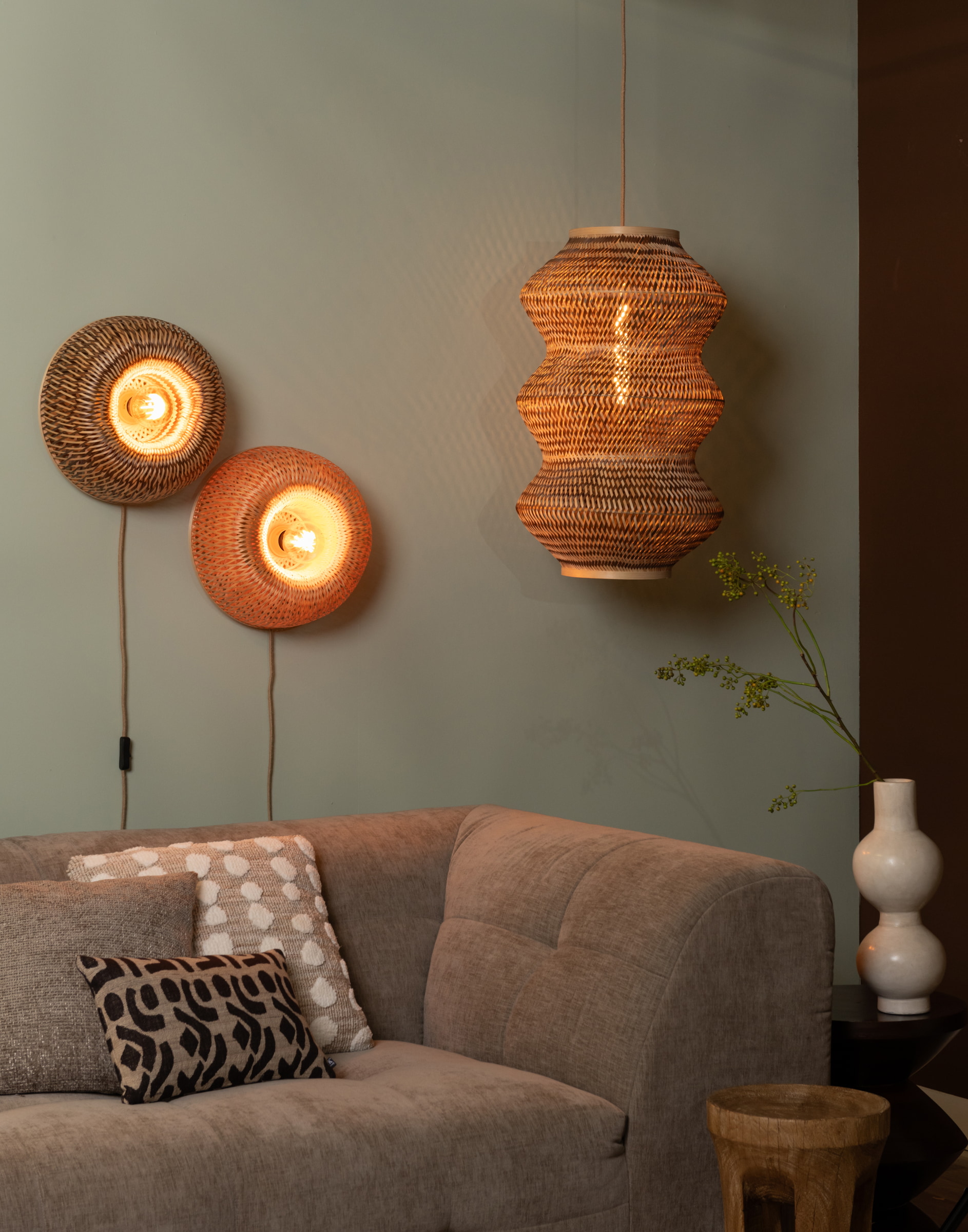 GOOD&MOJO Wandlamp 'Barbados' Bamboe, 35cm, kleur Naturel/Bruin