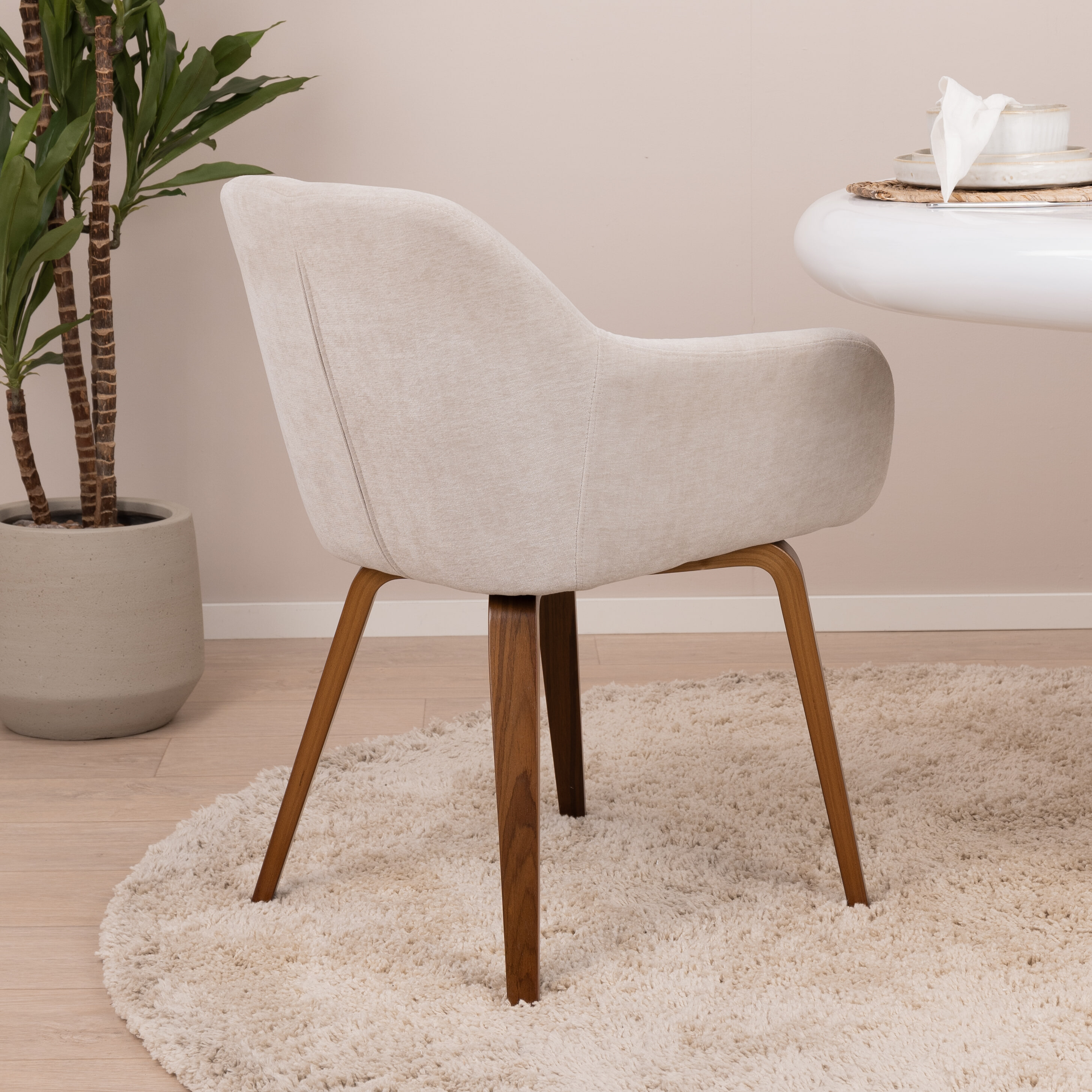 vtwonen Eetkamerstoel 'Base' Velvet, kleur Zand