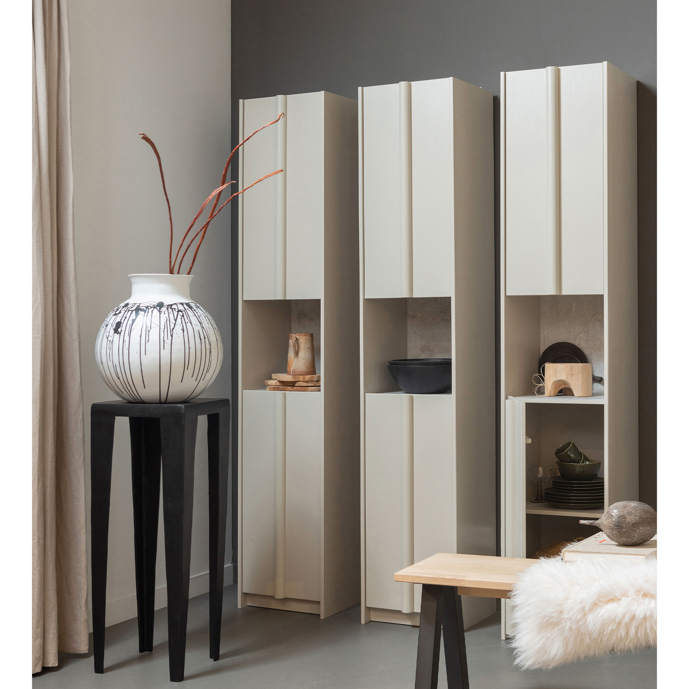 WOOOD Opbergkast 'Basu' Grenen, kleur Dust