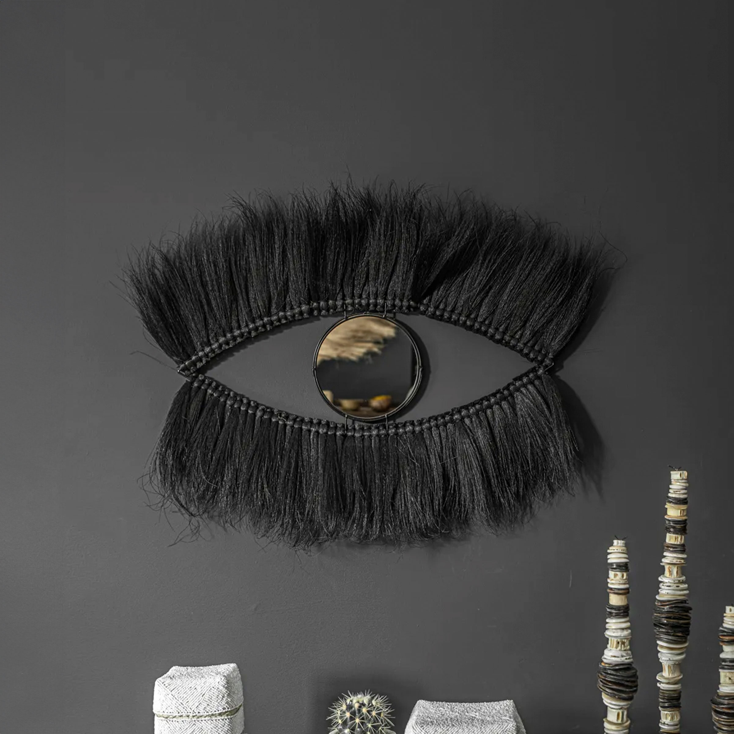 Bazar Bizar Spiegel Black Eye Gras, 60 x 100cm - Zwart