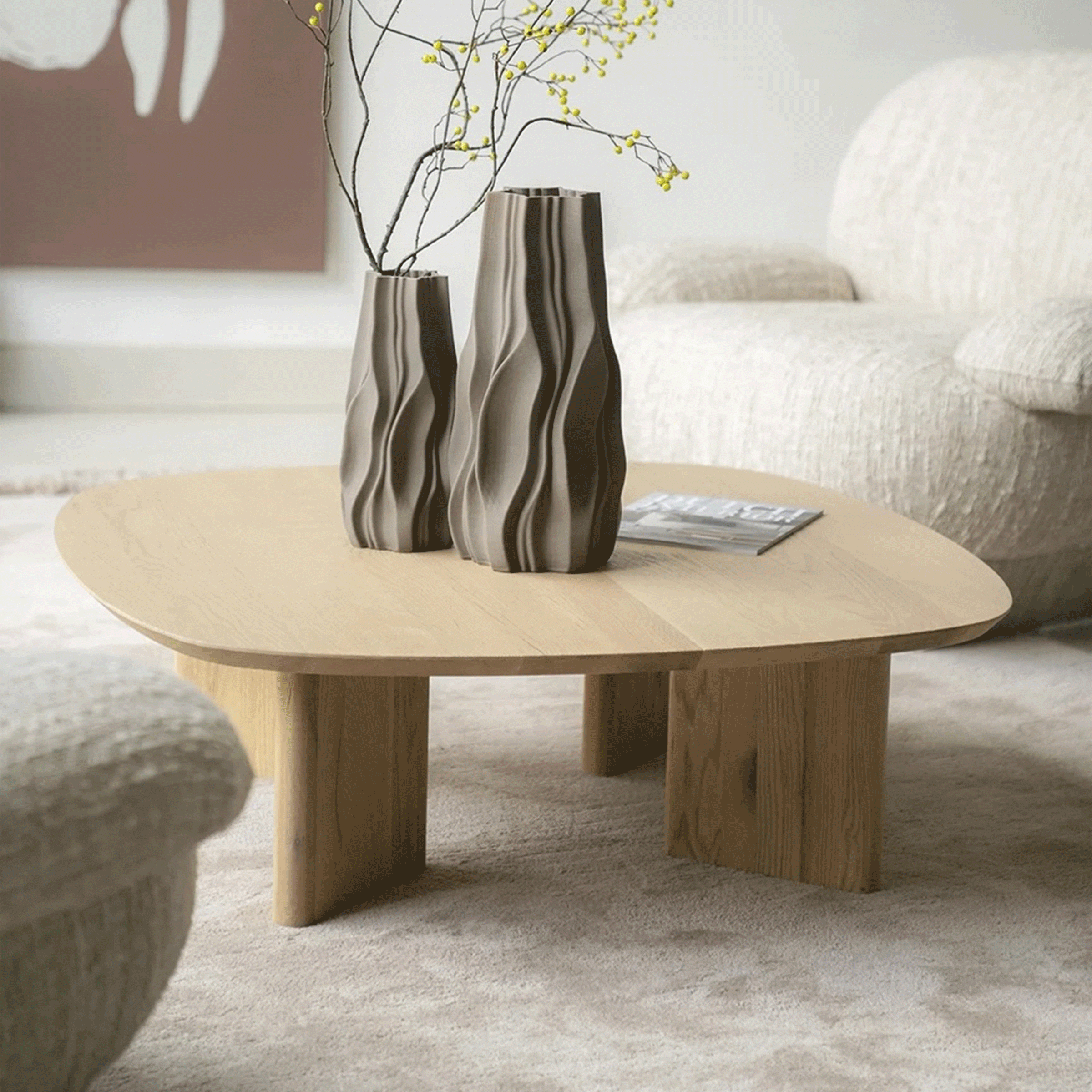 Eleonora Salontafel Stef Eiken, 100 x 100cm - Naturel - Vierkant