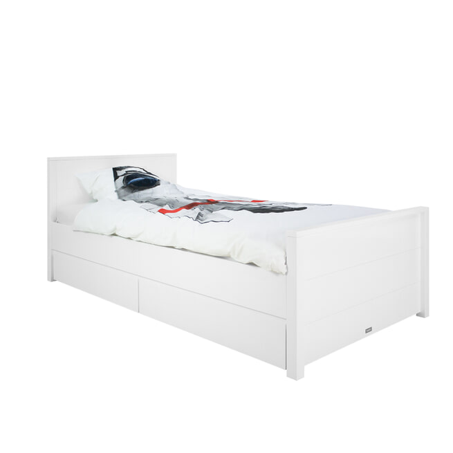 Bopita Twijfelaar bed met hoog hoofdeinde 'Bobby' 120 x 200cm, kleur wit