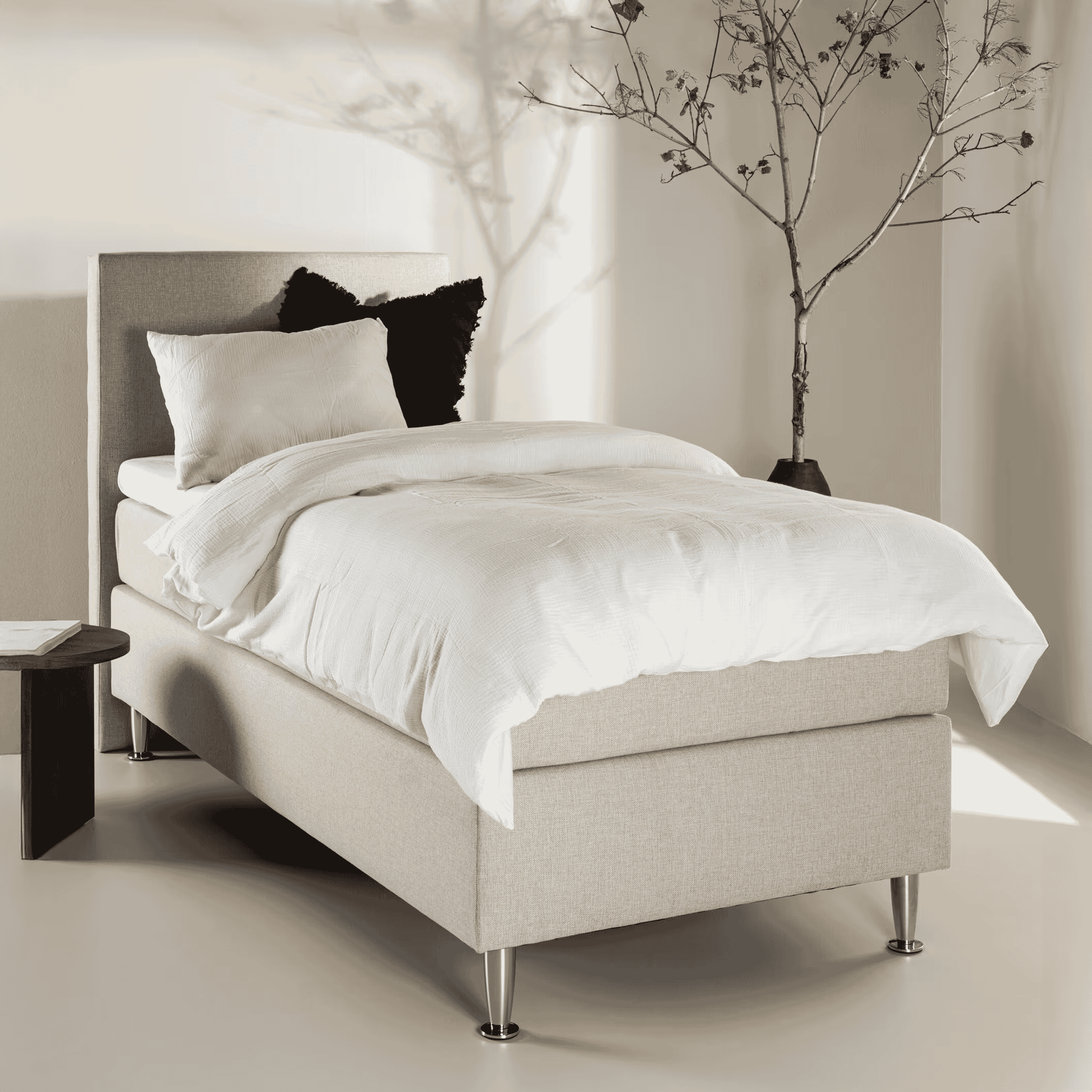 Nohr Bed 'Jacquise' 90 x 200cm, kleur Beige