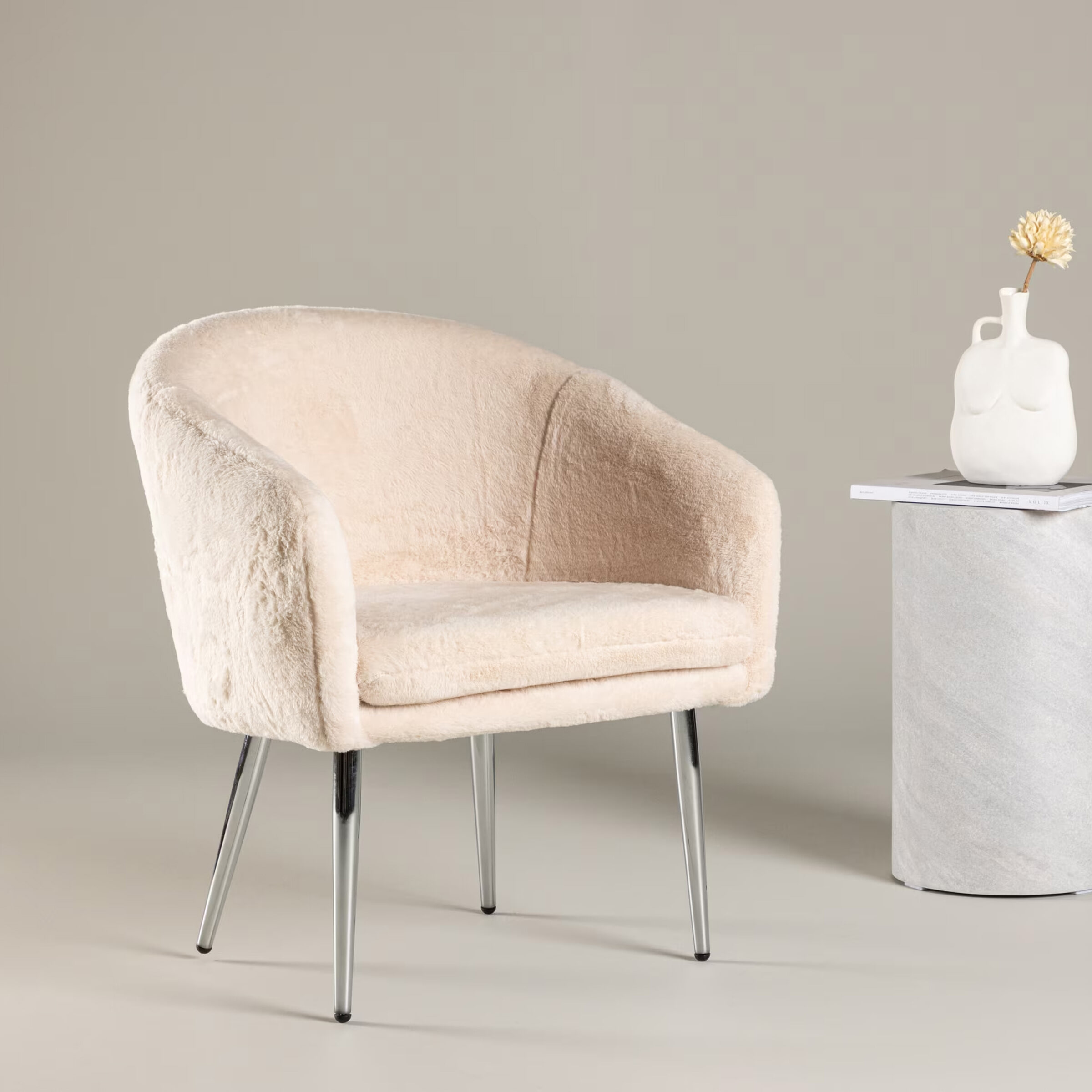 Nohr Fauteuil 'Arran' Faux Fur, kleur Beige