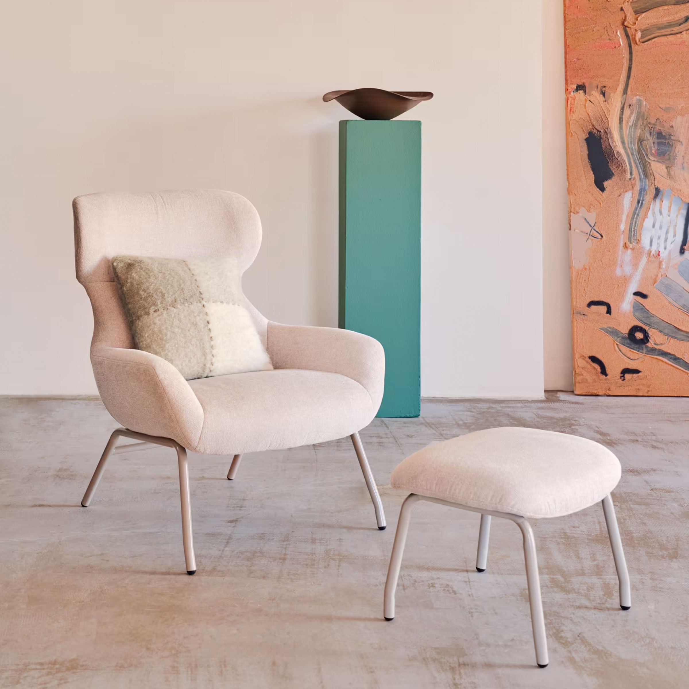 Kave Home Hocker 'Belina' Chenille, kleur Beige