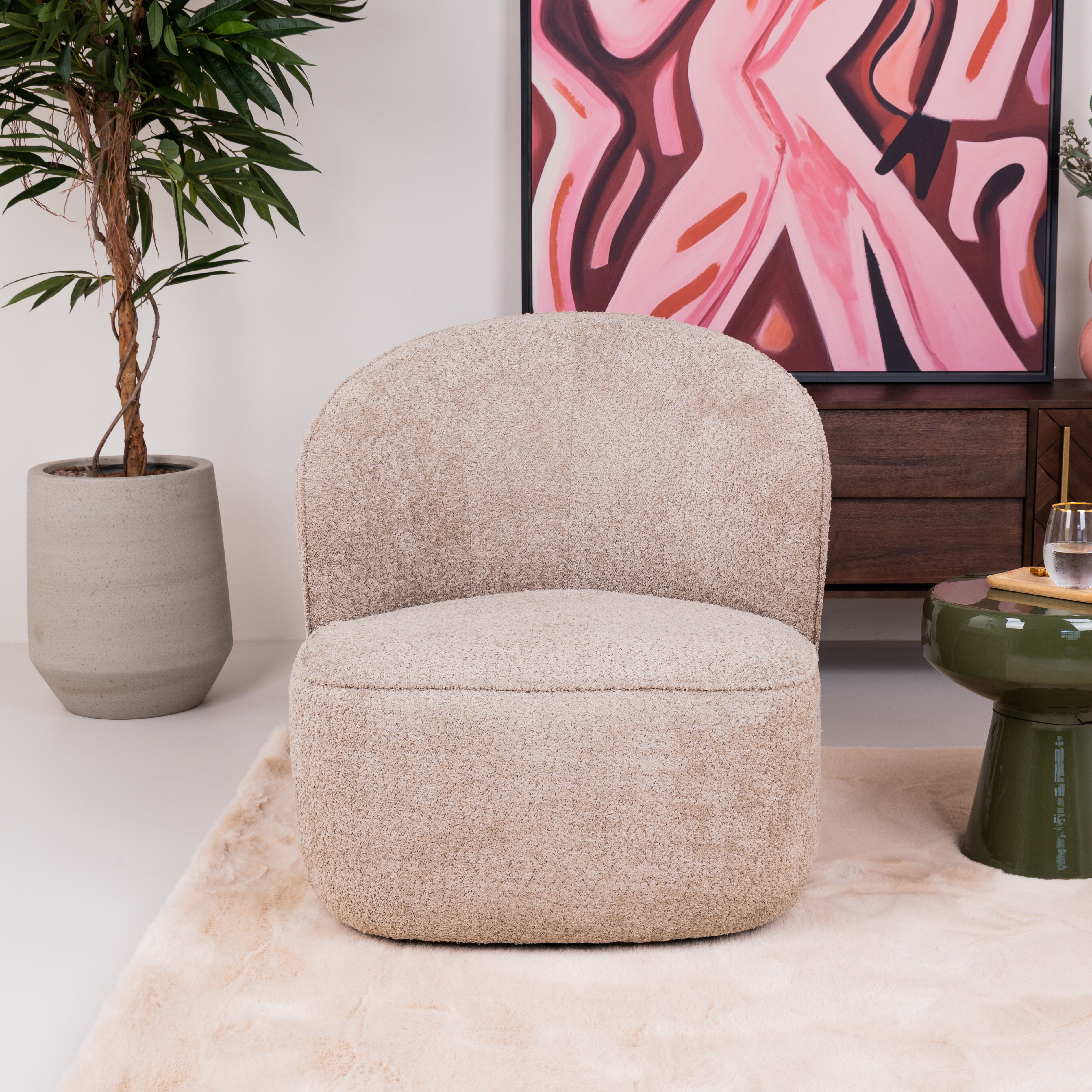 Tower Living Draaifauteuil 'Belvi' Chenille, kleur Beige