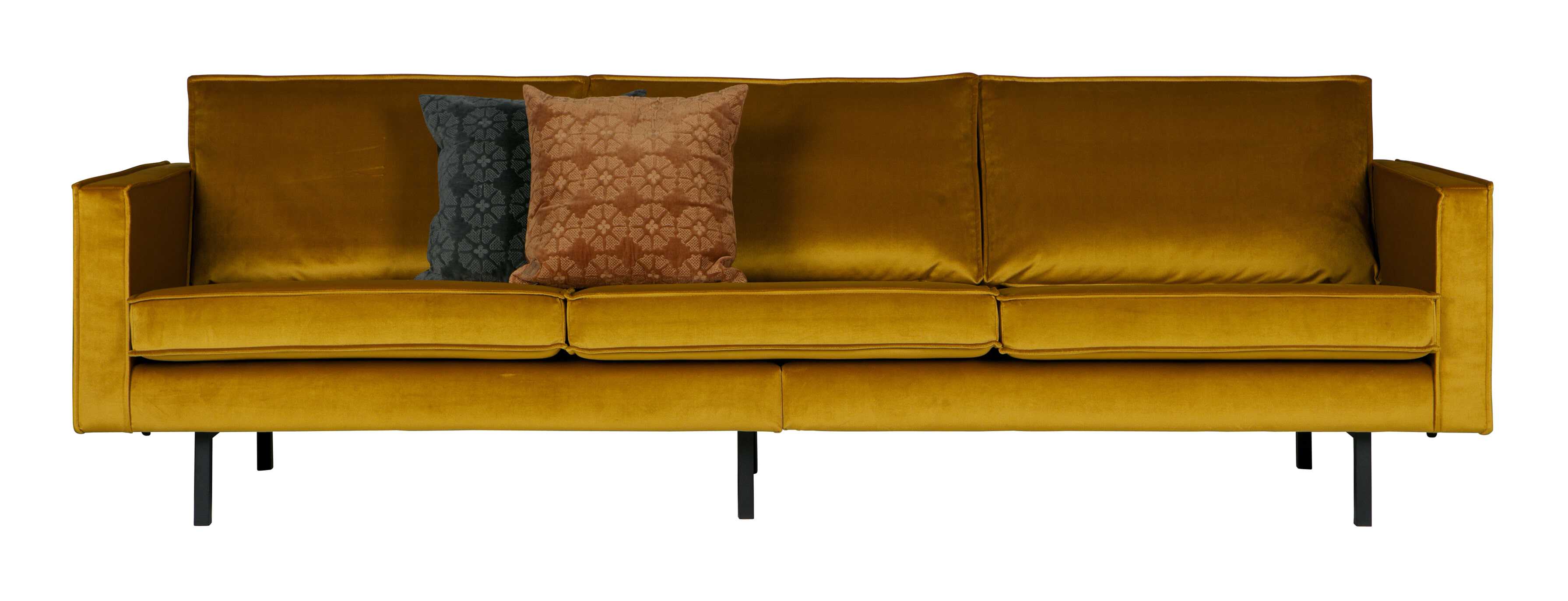 WOOOD Bank 3-zits 'Rodeo' Velvet, 277cm, kleur Oker
