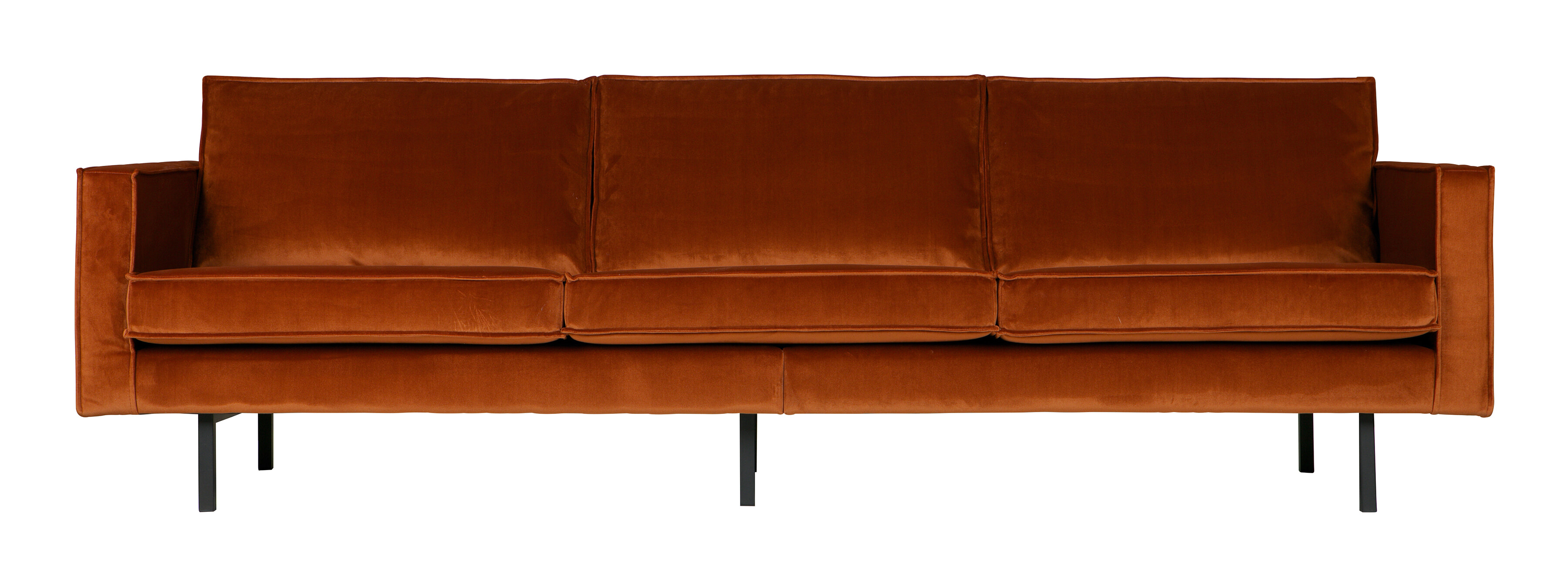 WOOOD Bank 3-zits 'Rodeo' Velvet, 277cm, kleur Roestbruin