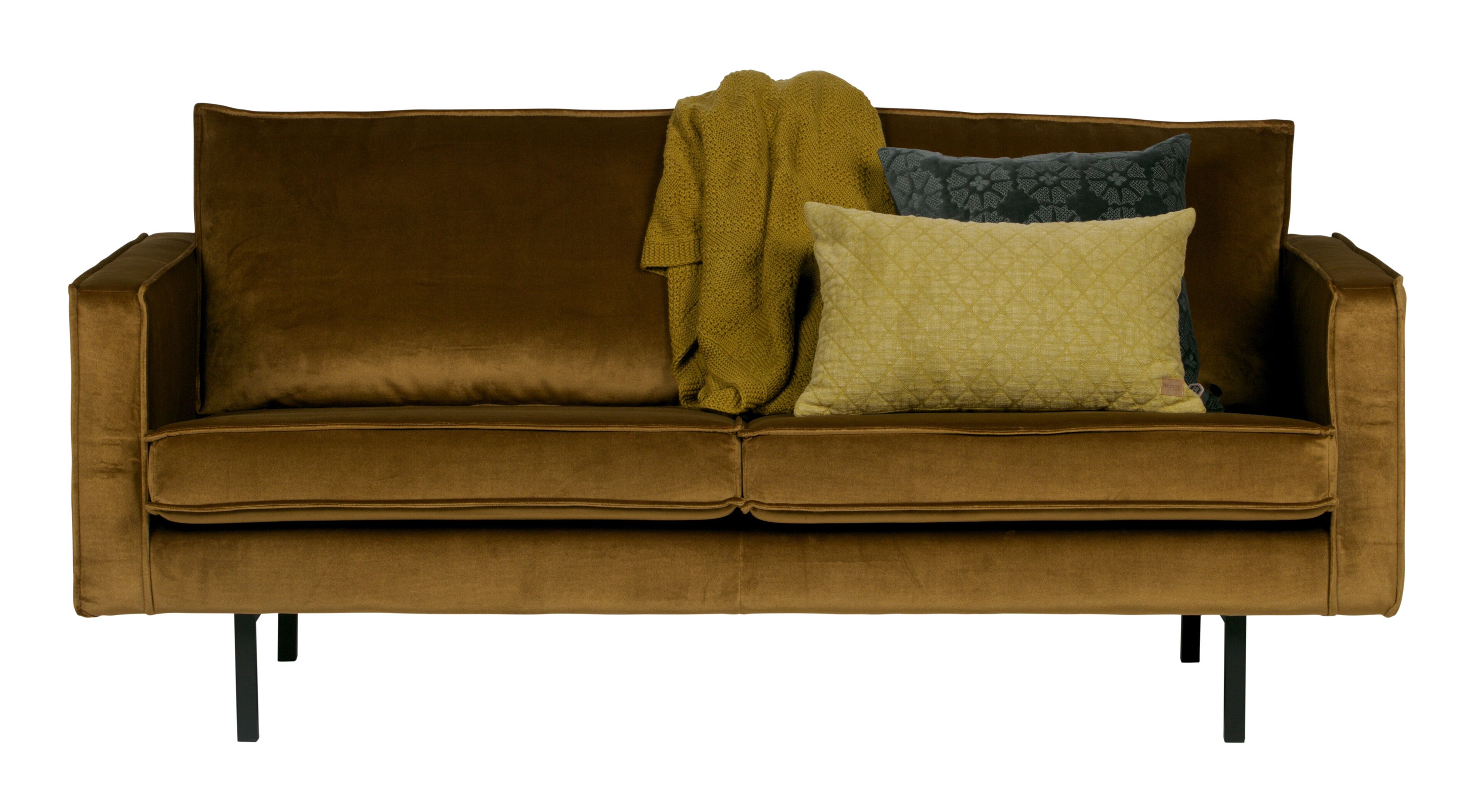 WOOOD Bank 'Rodeo' 2,5 zits, Velvet, kleur Honey (geel)