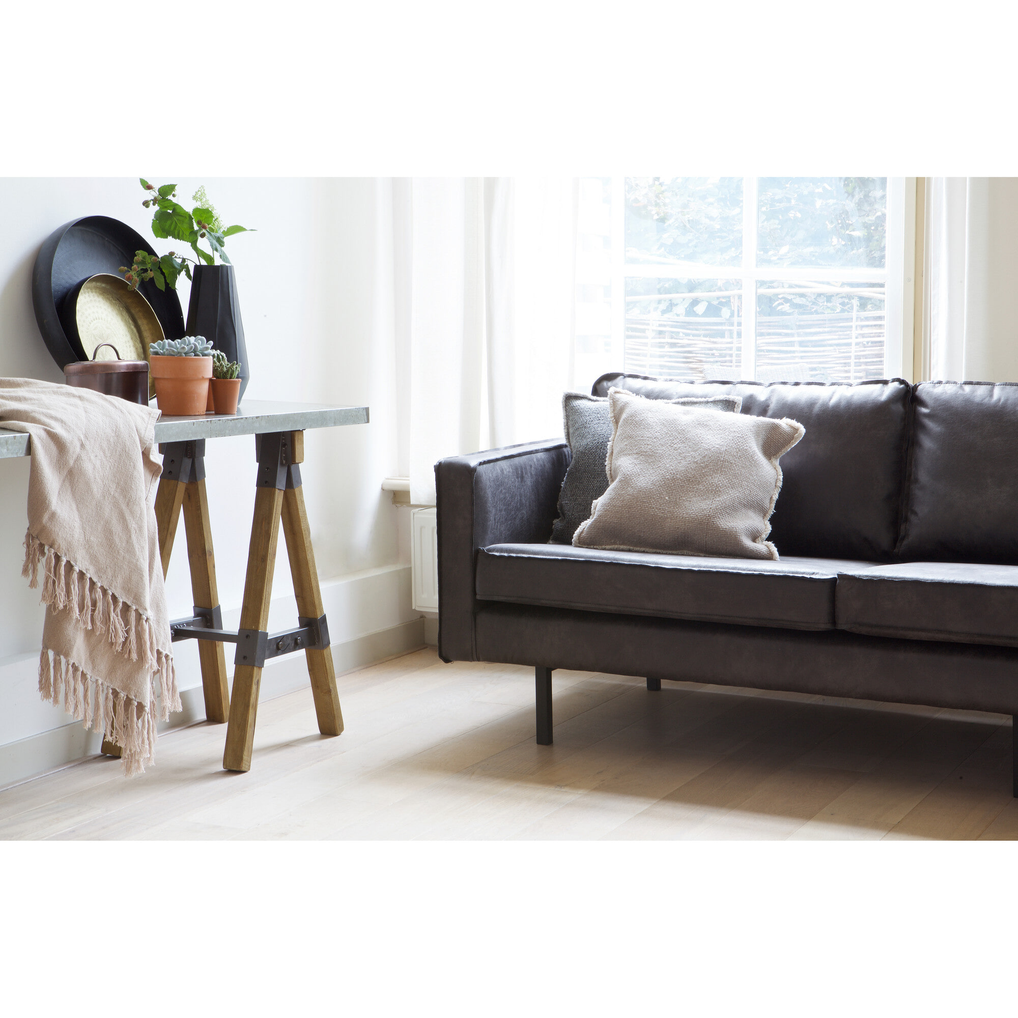WOOOD Bank 'Rodeo' 3-zits, kleur antraciet