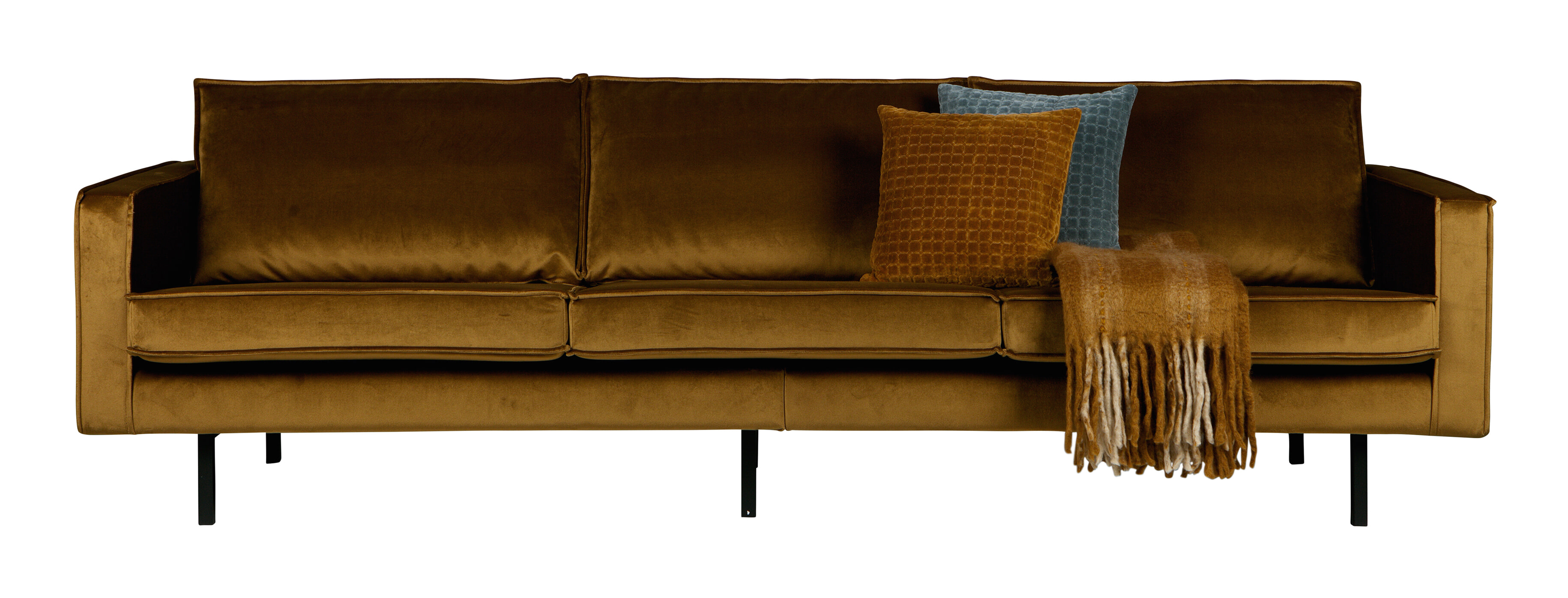 WOOOD Bank 'Rodeo' Velvet, 277cm, kleur Honey (Geel)