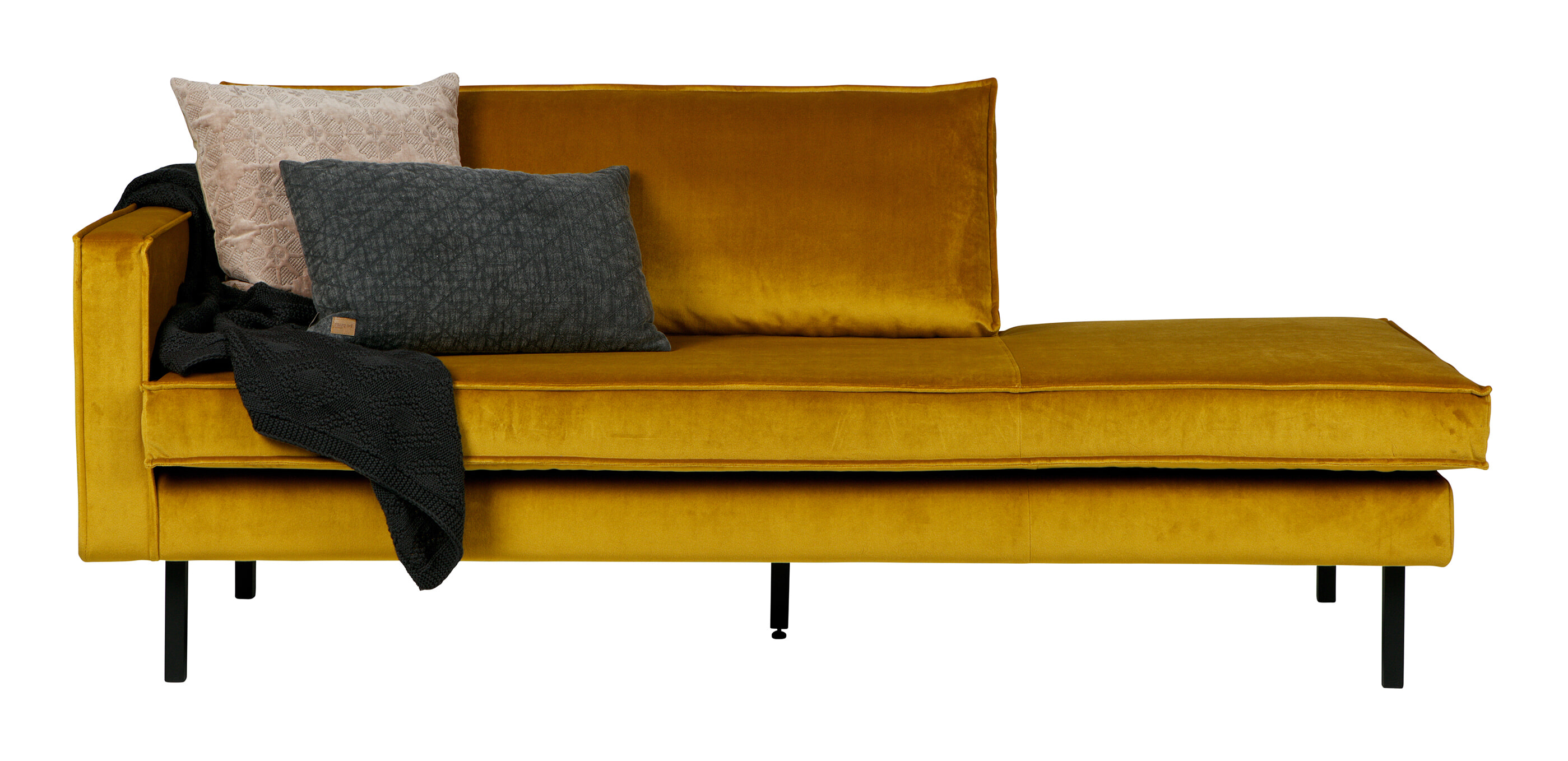 WOOOD Daybed 'Rodeo' Links, Velvet, kleur Oker