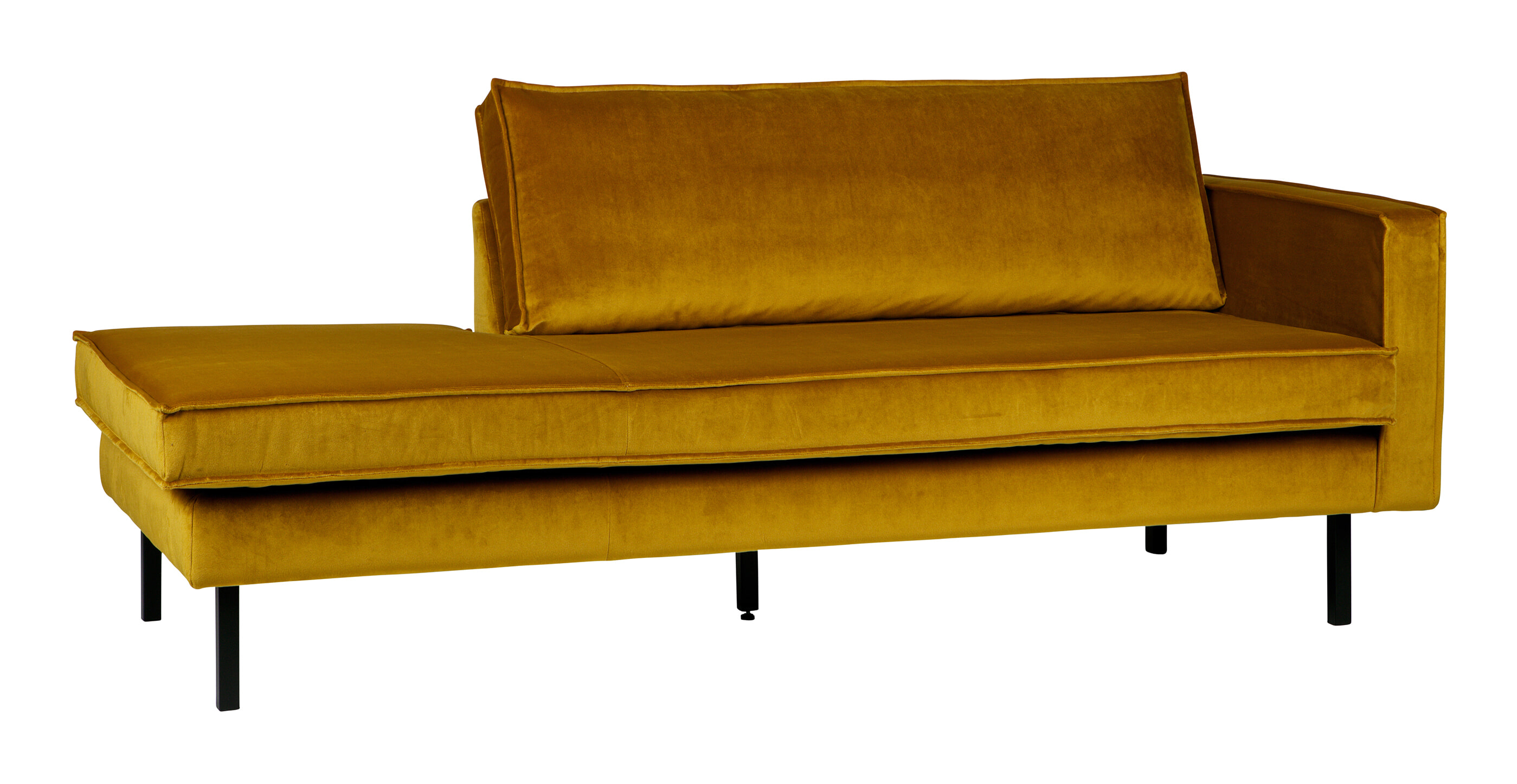 WOOOD Daybed 'Rodeo' Rechts, Velvet, kleur Oker