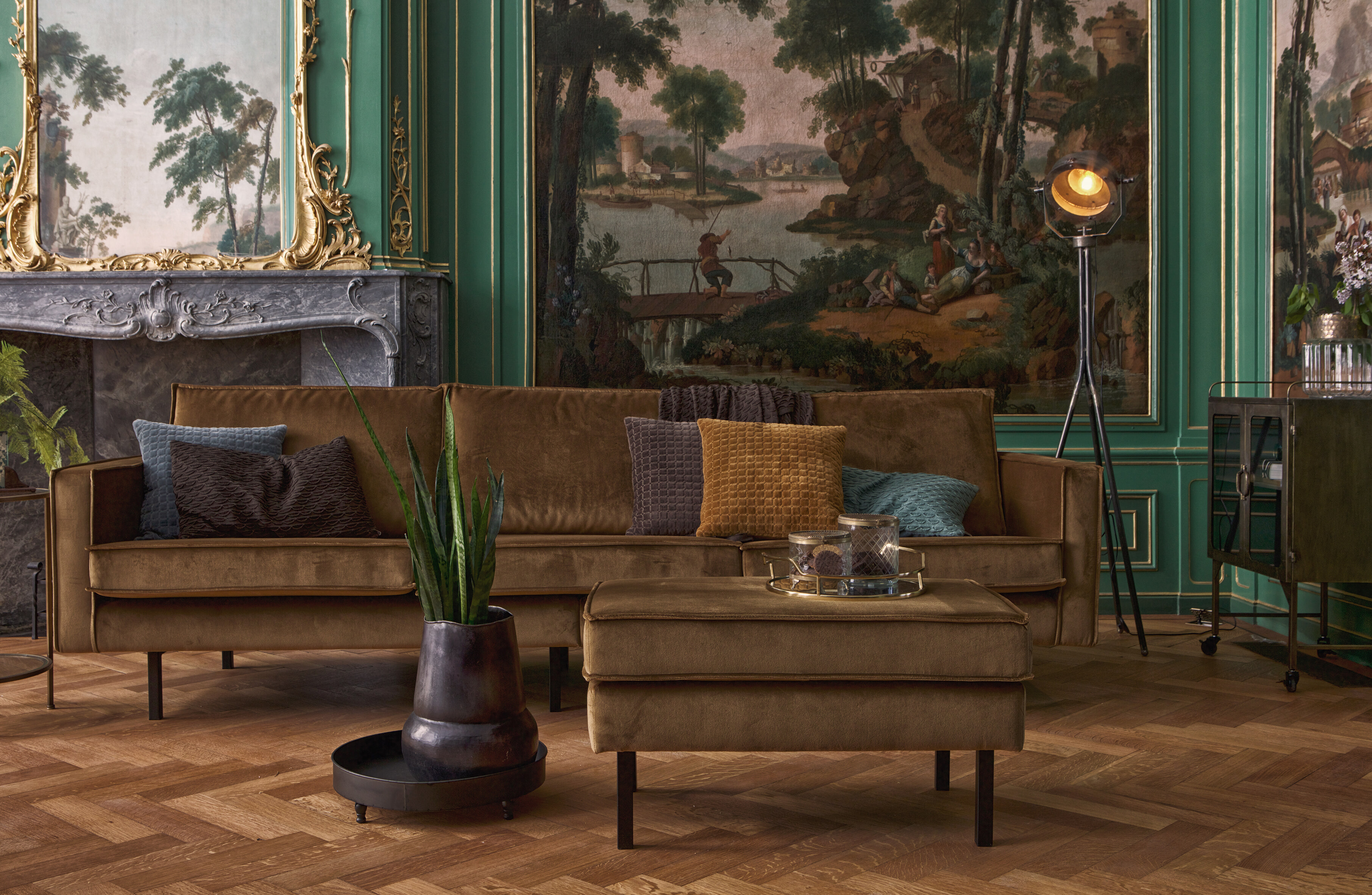 WOOOD Hocker 'Rodeo' Velvet, kleur Honey (geel)