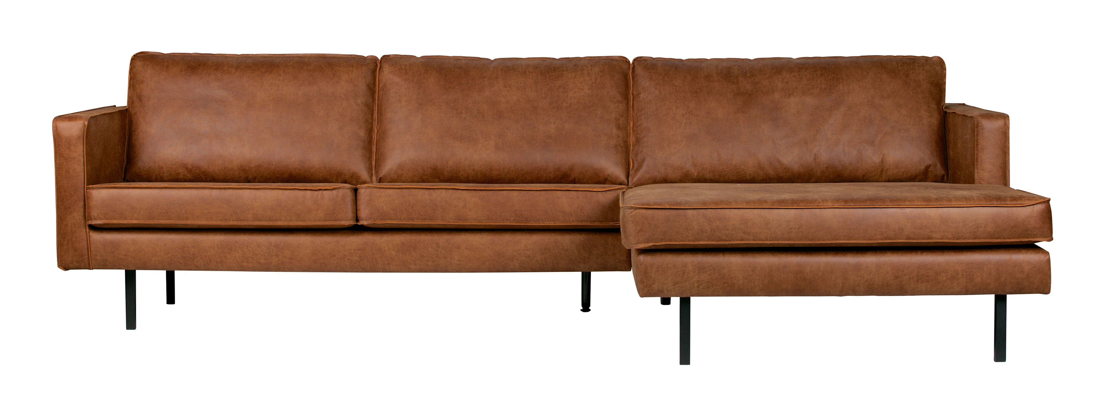WOOOD Loungebank 'Rodeo' Rechts, Eco Leder, kleur Cognac
