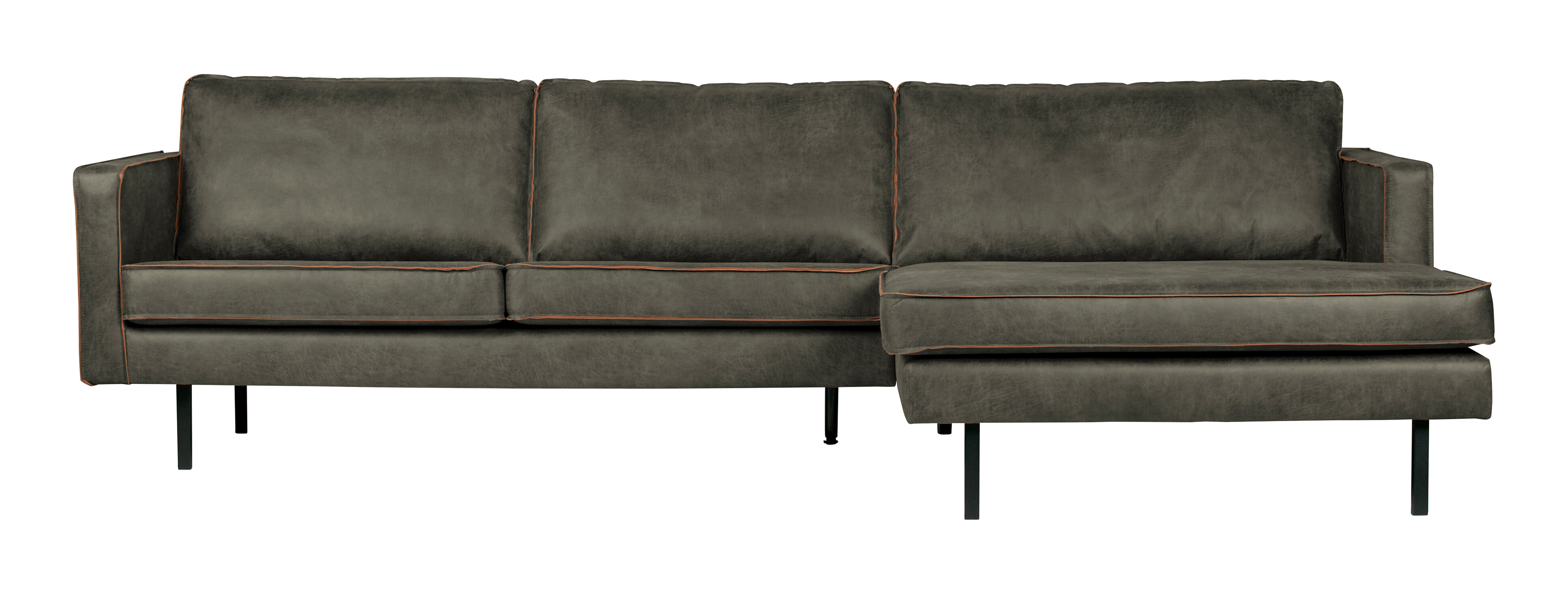 WOOOD Loungebank 'Rodeo' Rechts, Eco Leder, kleur Legergroen