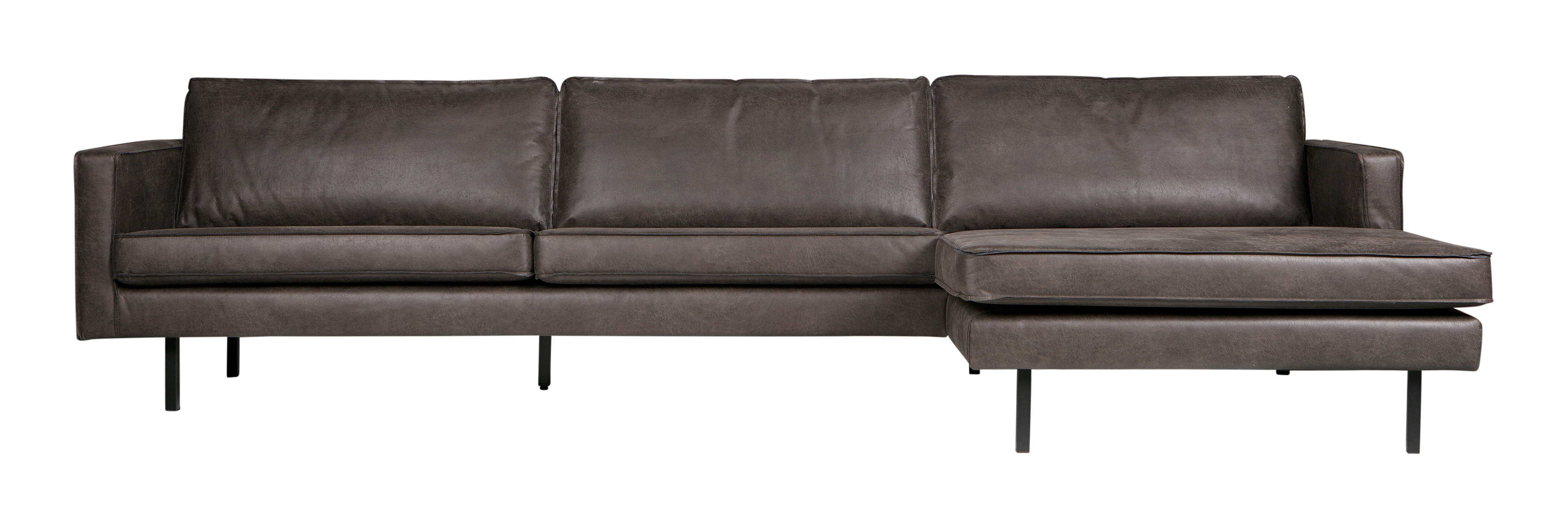 WOOOD Loungebank 'Rodeo' Rechts, Eco Leder, kleur Antraciet