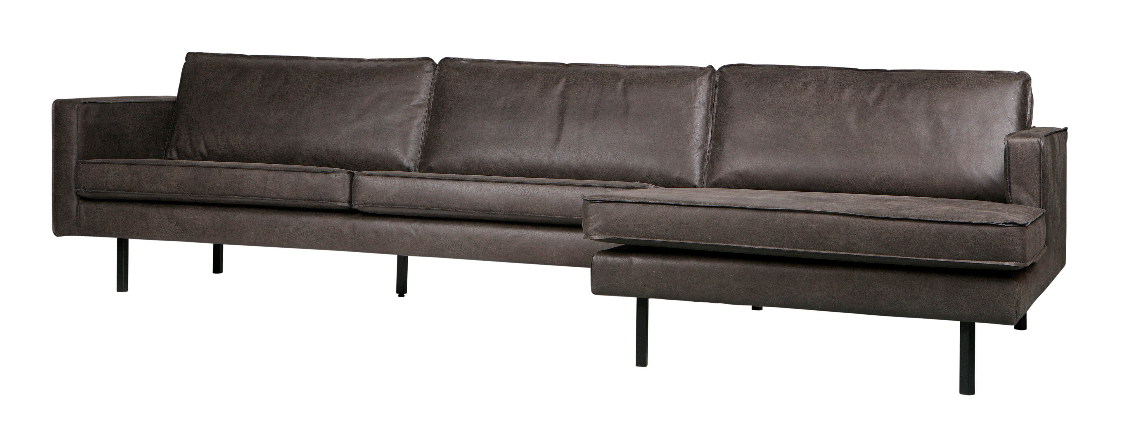 WOOOD Loungebank 'Rodeo' Rechts, Eco Leder, kleur Antraciet