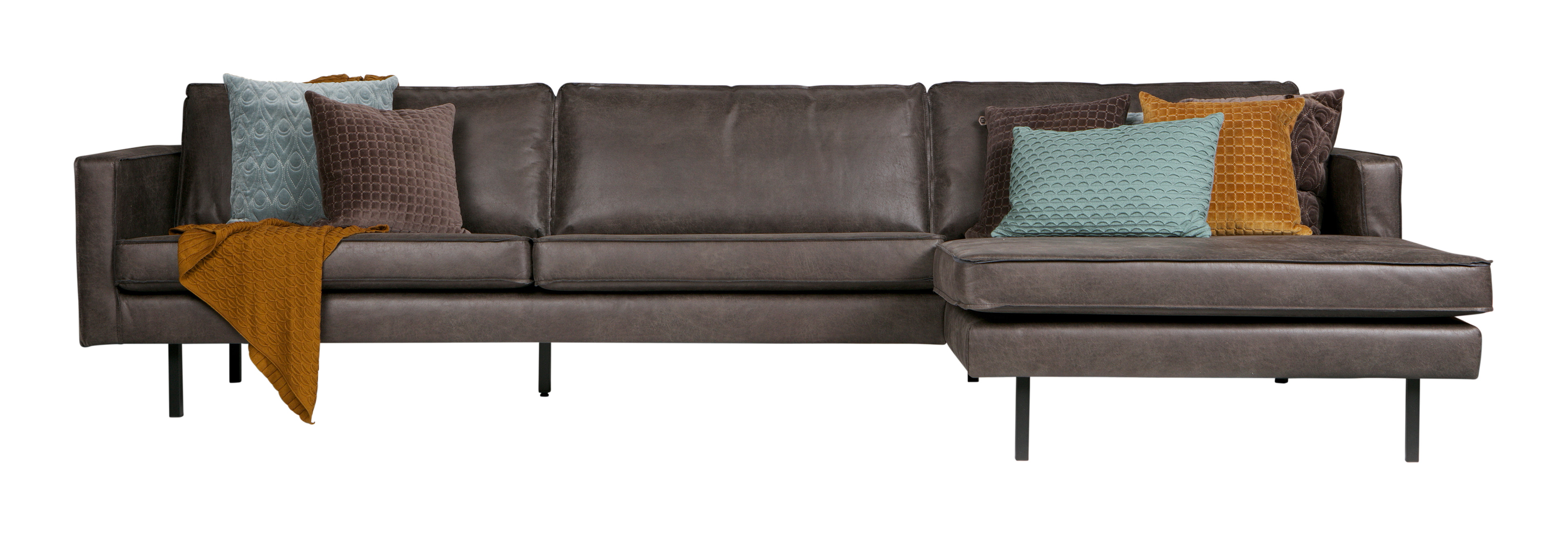 WOOOD Loungebank 'Rodeo' Rechts, Eco Leder, kleur Antraciet