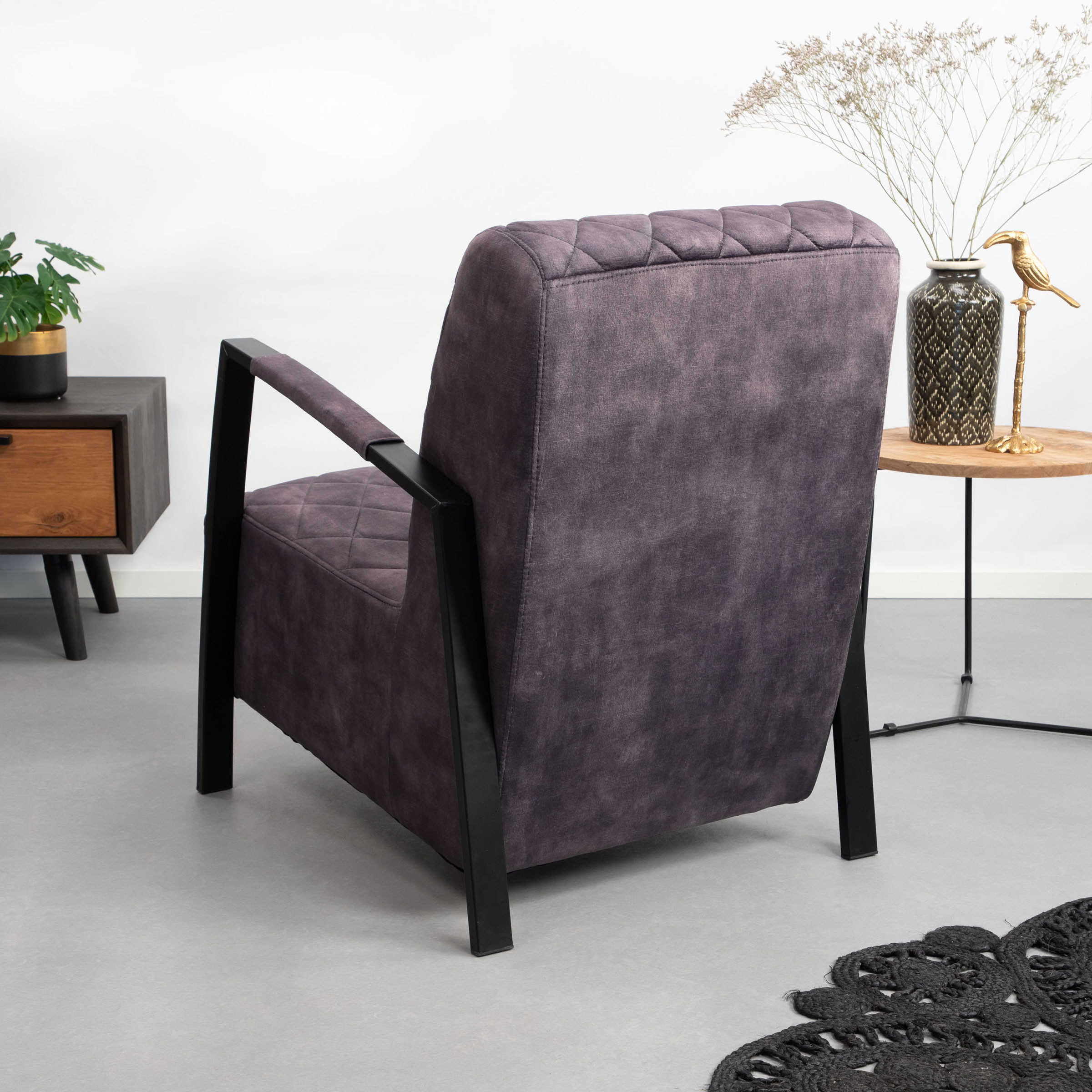 Tower Living Fauteuil 'Villa' Velvet, kleur Antraciet