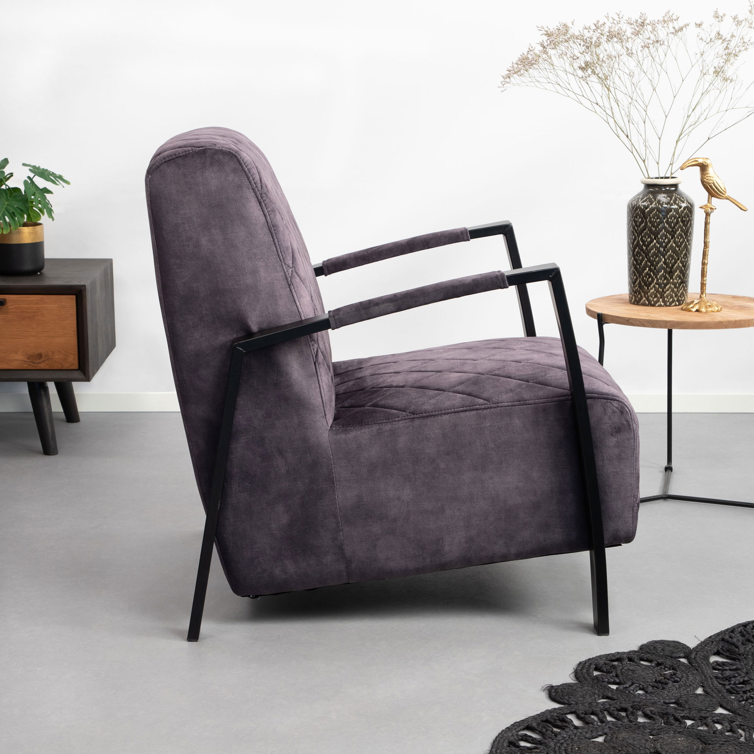 Tower Living Fauteuil 'Villa' Velvet, kleur Antraciet